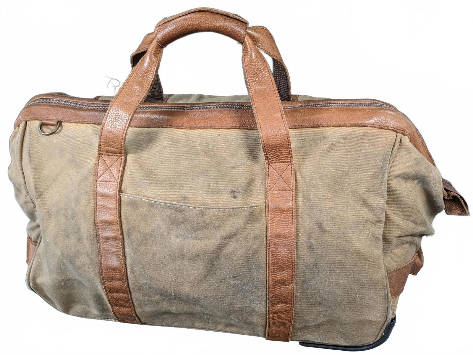 L.L. Bean L.L.Bean Rolling Duffel Bag Brown Canvas 1990 Carry-on China Size ONE SIZE - 6 Thumbnail