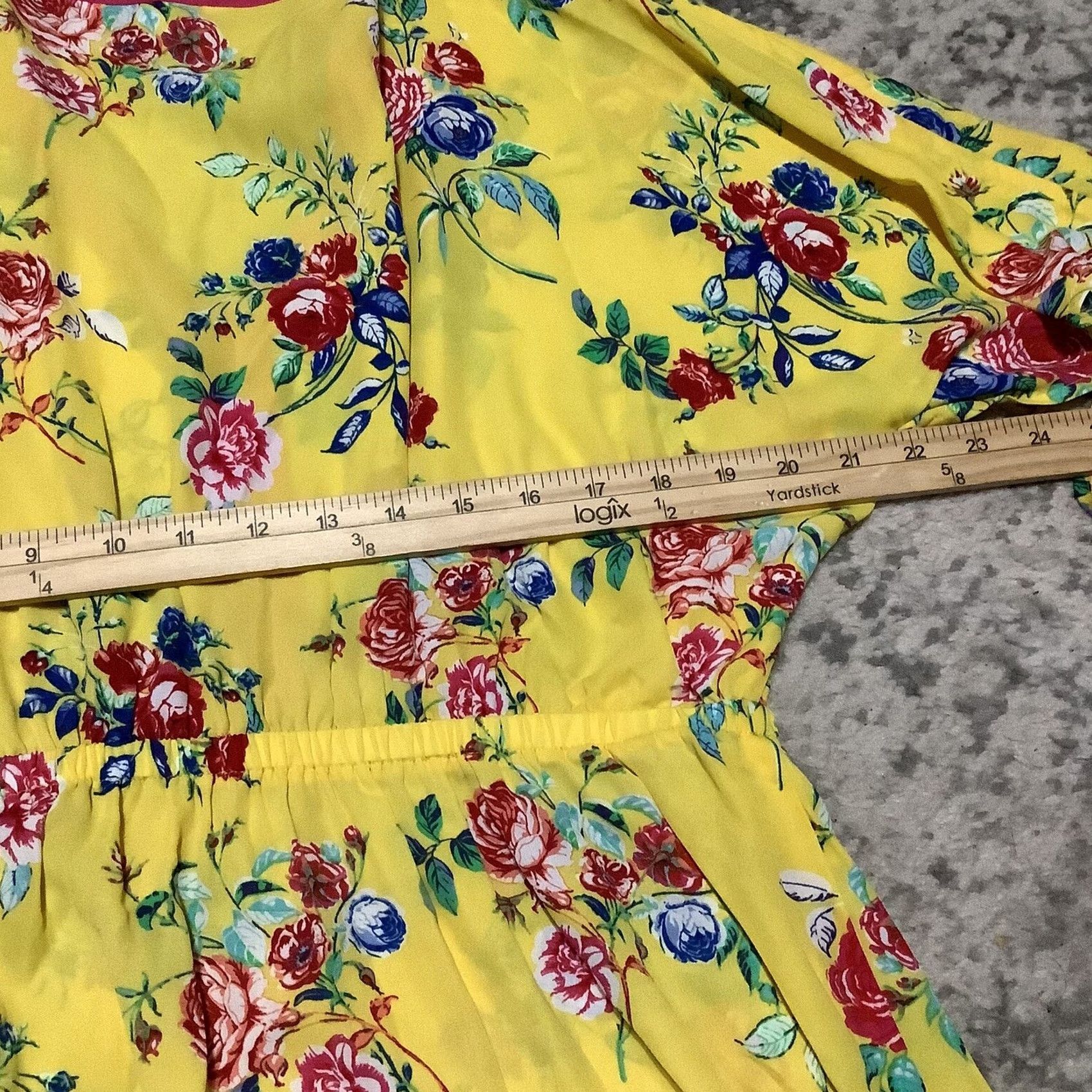 Vintage Pioneer Woman Blouse Dolman Sleeve Women M Yellow Floral 100% Polyester V-Neck Pullover Casual Modern Size M / US 6-8 / IT 42-44 - 6 Thumbnail