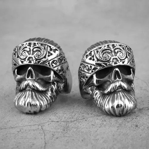 Jewelry Big Beard Hippie Skull Ring Size ONE SIZE - 7 Thumbnail