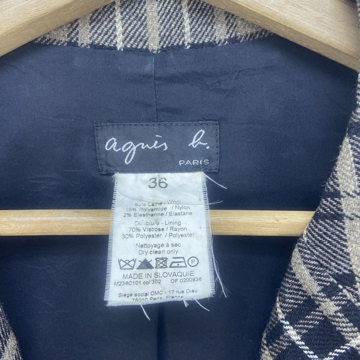 agnes b. Agnes B. Checkered Plaid Laine Wool Long Coat Size S / US 4 / IT 40 - 12 Thumbnail