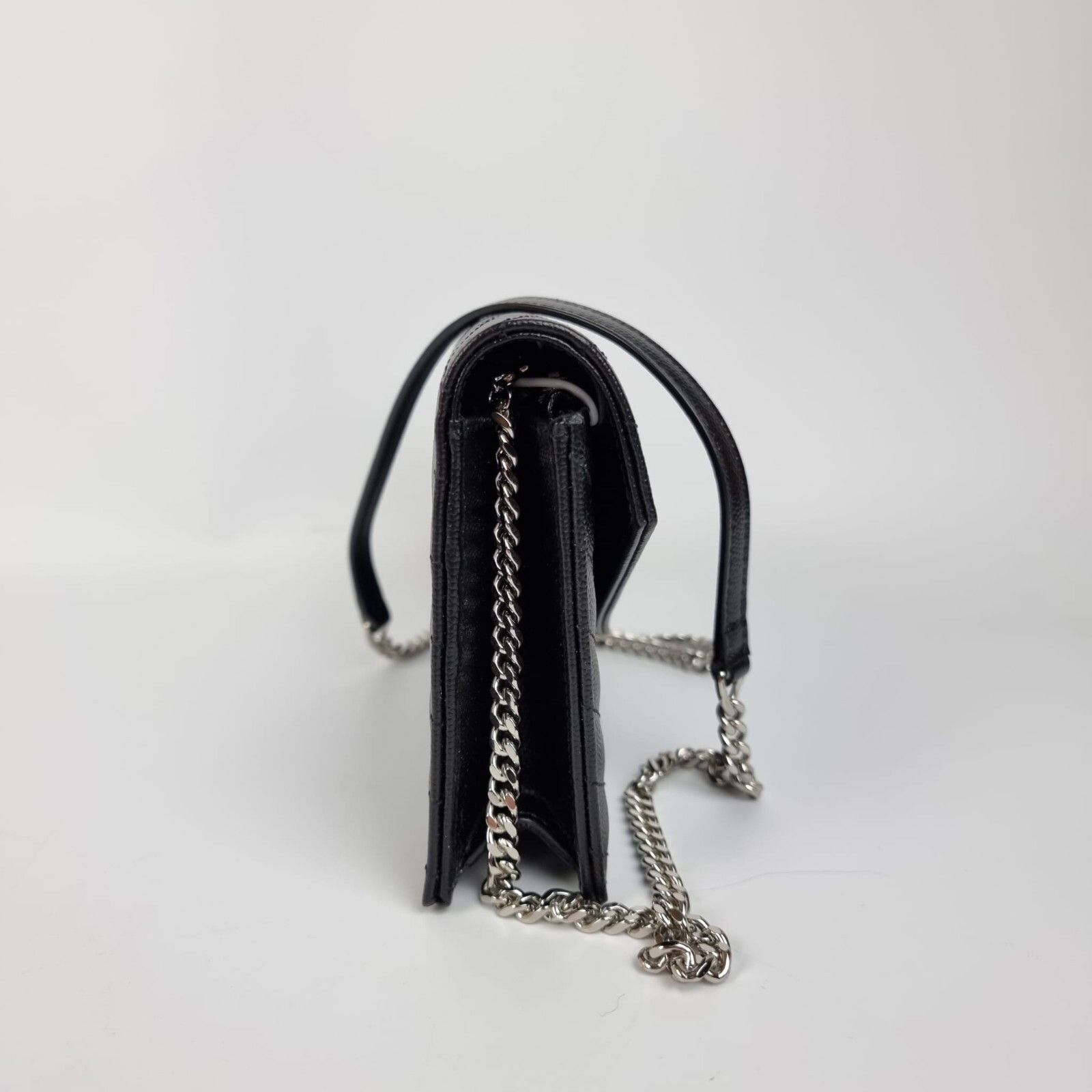 Saint Laurent Paris SAINT LAURENT Cassandre Envelope Black/Silver Grained Leathe Size ONE SIZE - 6 Thumbnail