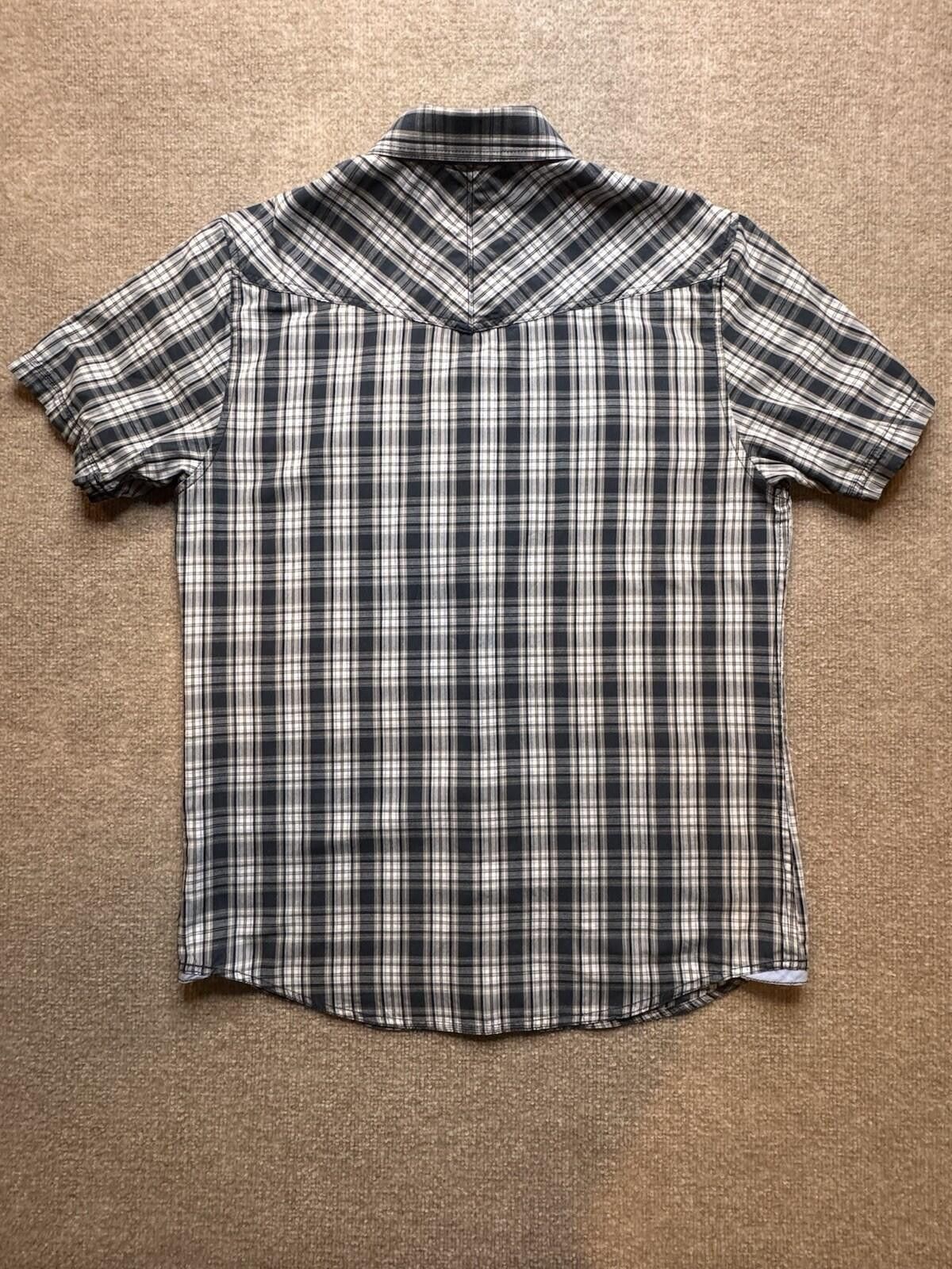 Empyre Empyre Men's Lg Gray Plaid Short Sleeve Pearl Snap Up [730] Size US L / EU 52-54 / 3 - 10 Thumbnail