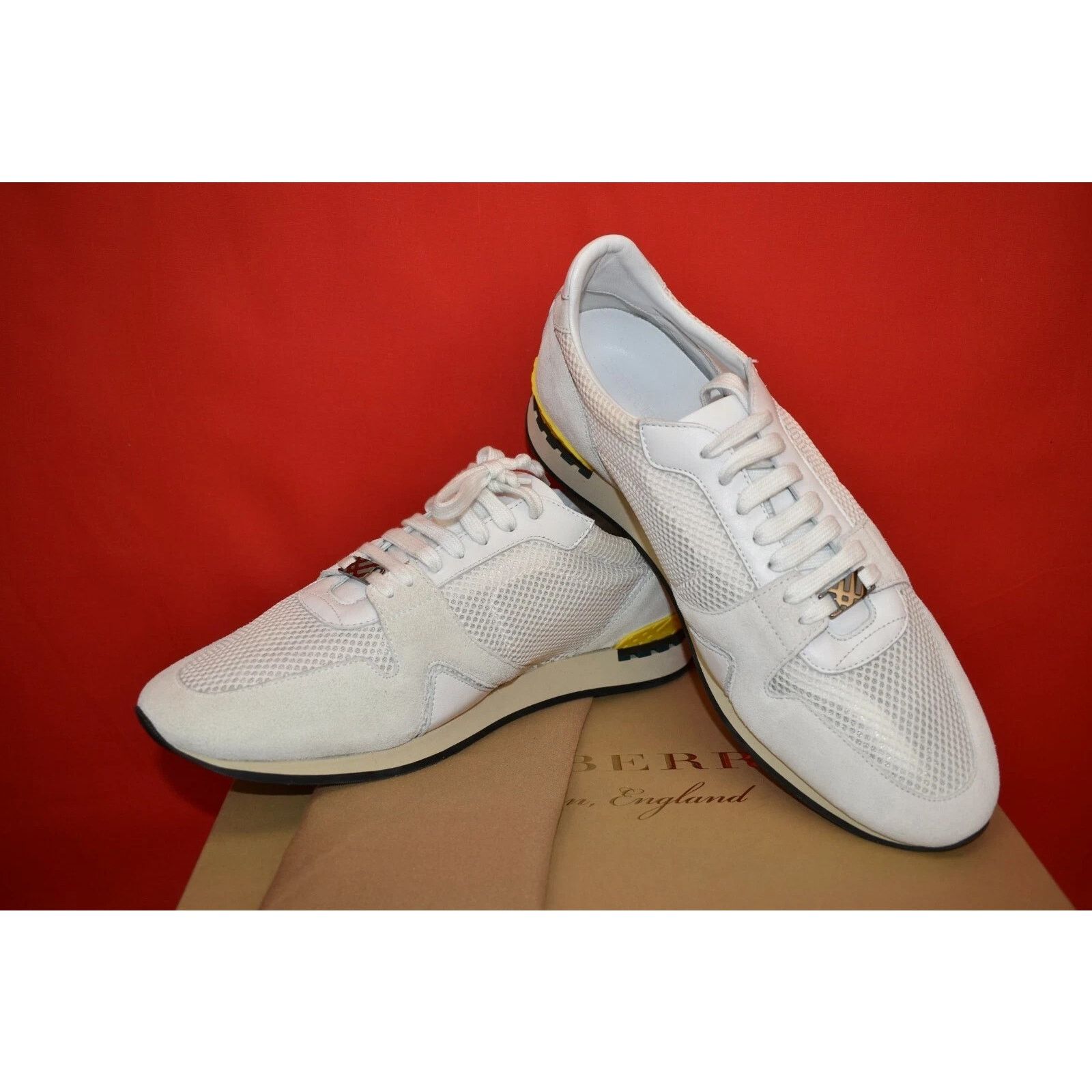 Burberry BURBERRY THE FIELD WHITE MESH SUEDE LOGO SNEAKERS 44.5 ITAL Size US 11.5 / EU 44-45 - 1 Thumbnail
