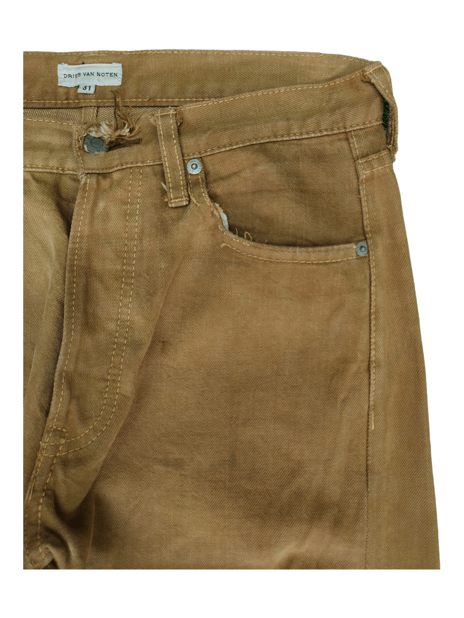 Dries Van Noten 1990s Dries Van Noten Persimmon Selvedge Distress Jeans Size US 30 / EU 46 - 4 Thumbnail