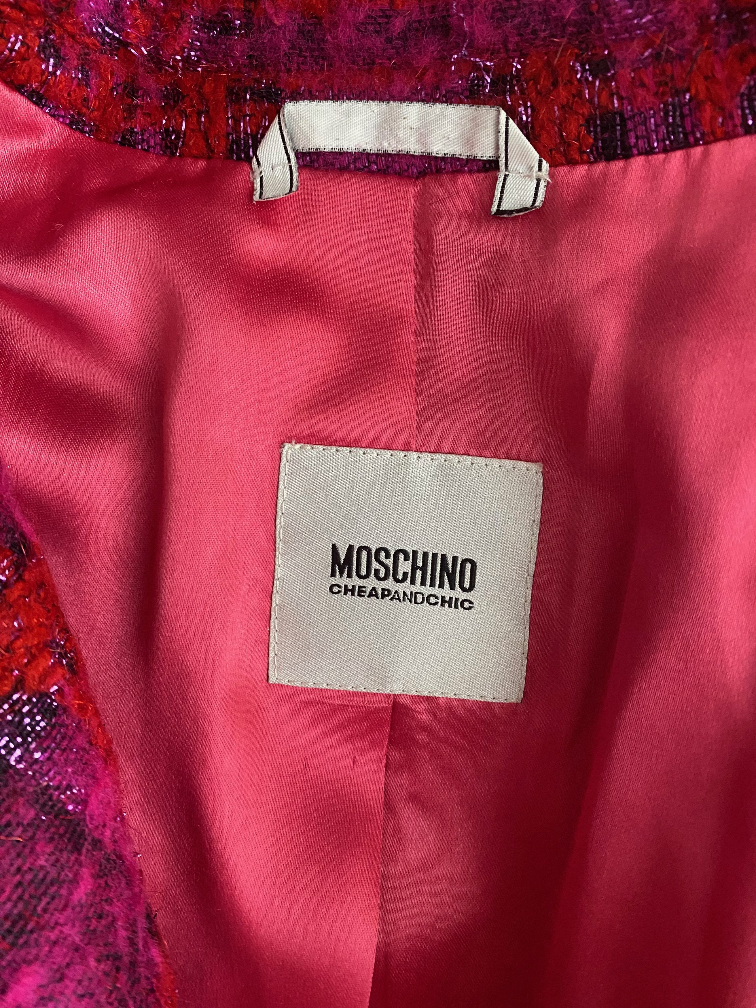 Moschino Moschino Cheap and Chic - Tweed Pink Blazer Size ONE SIZE - 13 Thumbnail