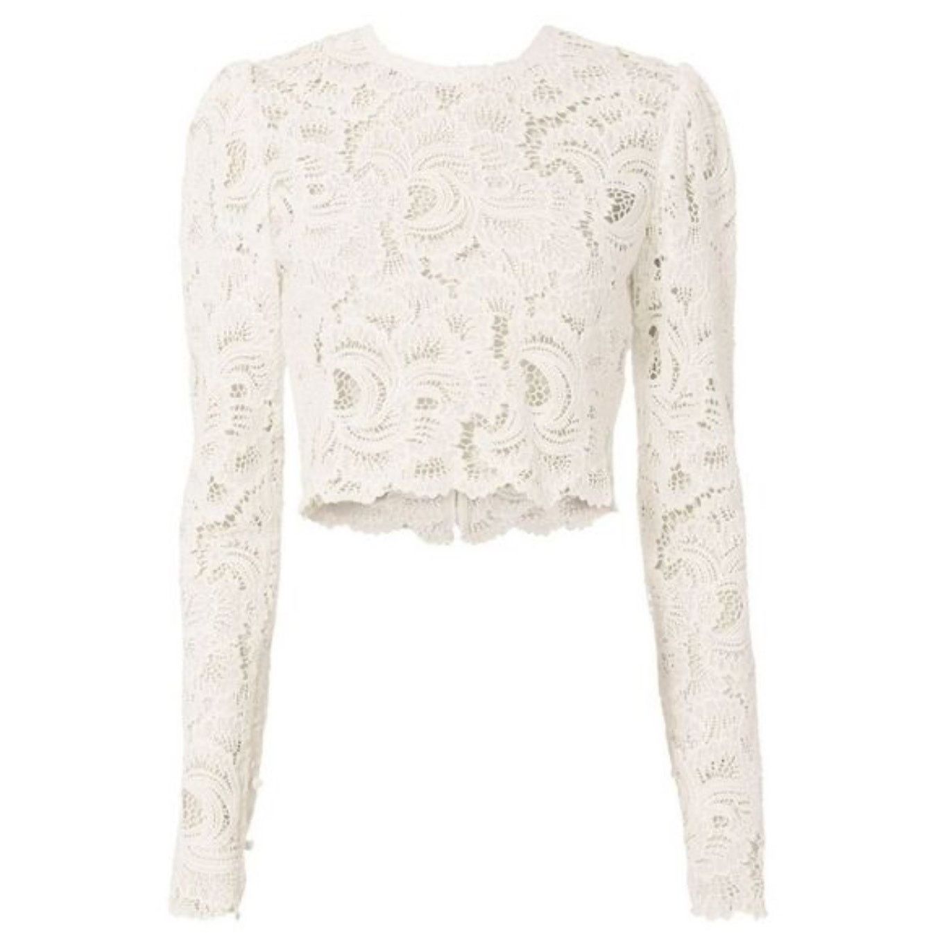 A.L.C. A.L.C. Talia Lace Cropped Top 0 Long Sleeves Buttoned Cuffs Size XS / US 0-2 / IT 36-38 - 1 Thumbnail