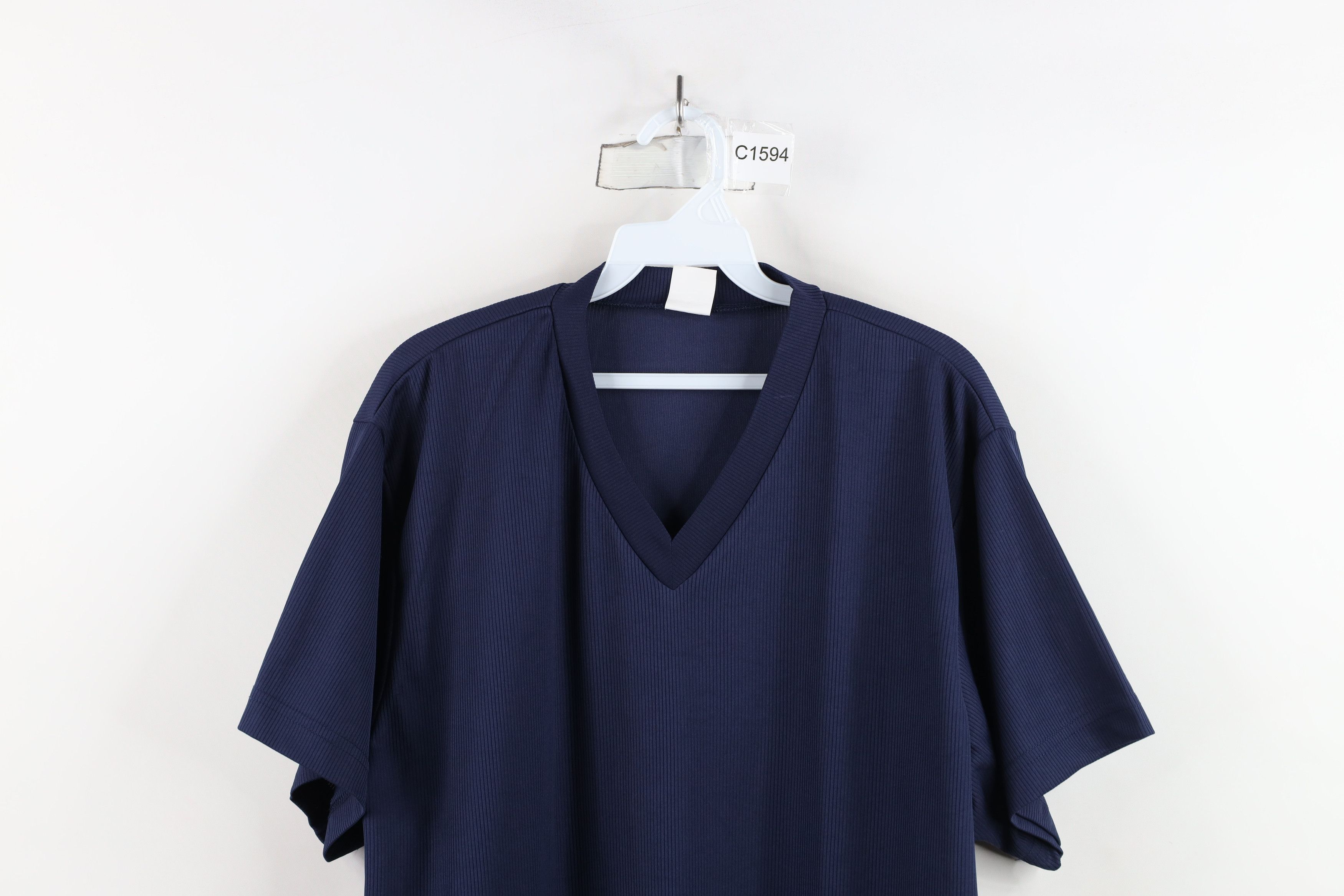 Vintage Vintage 90s Streetwear Knit Short Sleeve V-Neck T-Shirt Blue Size US XL / EU 56 / 4 - 2 Thumbnail