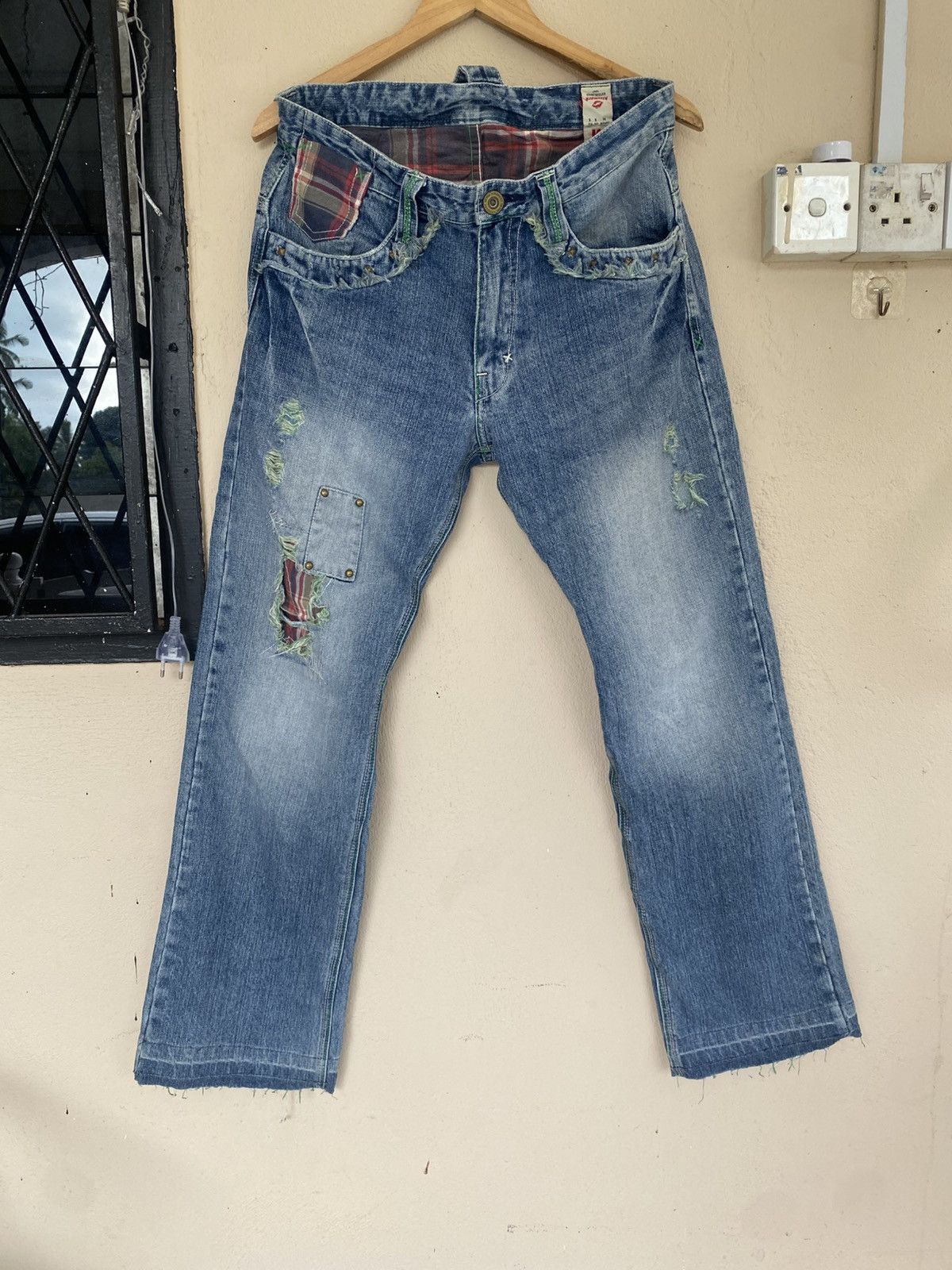Japanese Brand Kissmark Patchwork Union Jack Denim Size US 34 / EU 50 - 1 Thumbnail