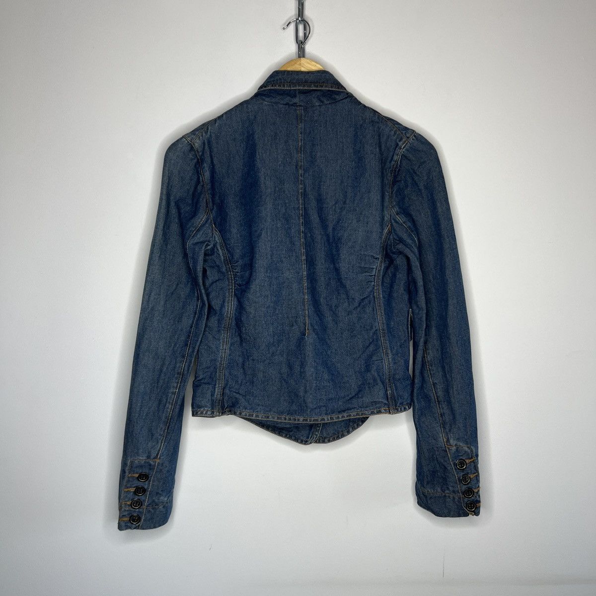 Sonia Rykiel × Vintage 🌟SONIA RYKIEL CROPPED DENIM BLAZER BLUE JACKET Size S / US 4 / IT 40 - 6 Thumbnail