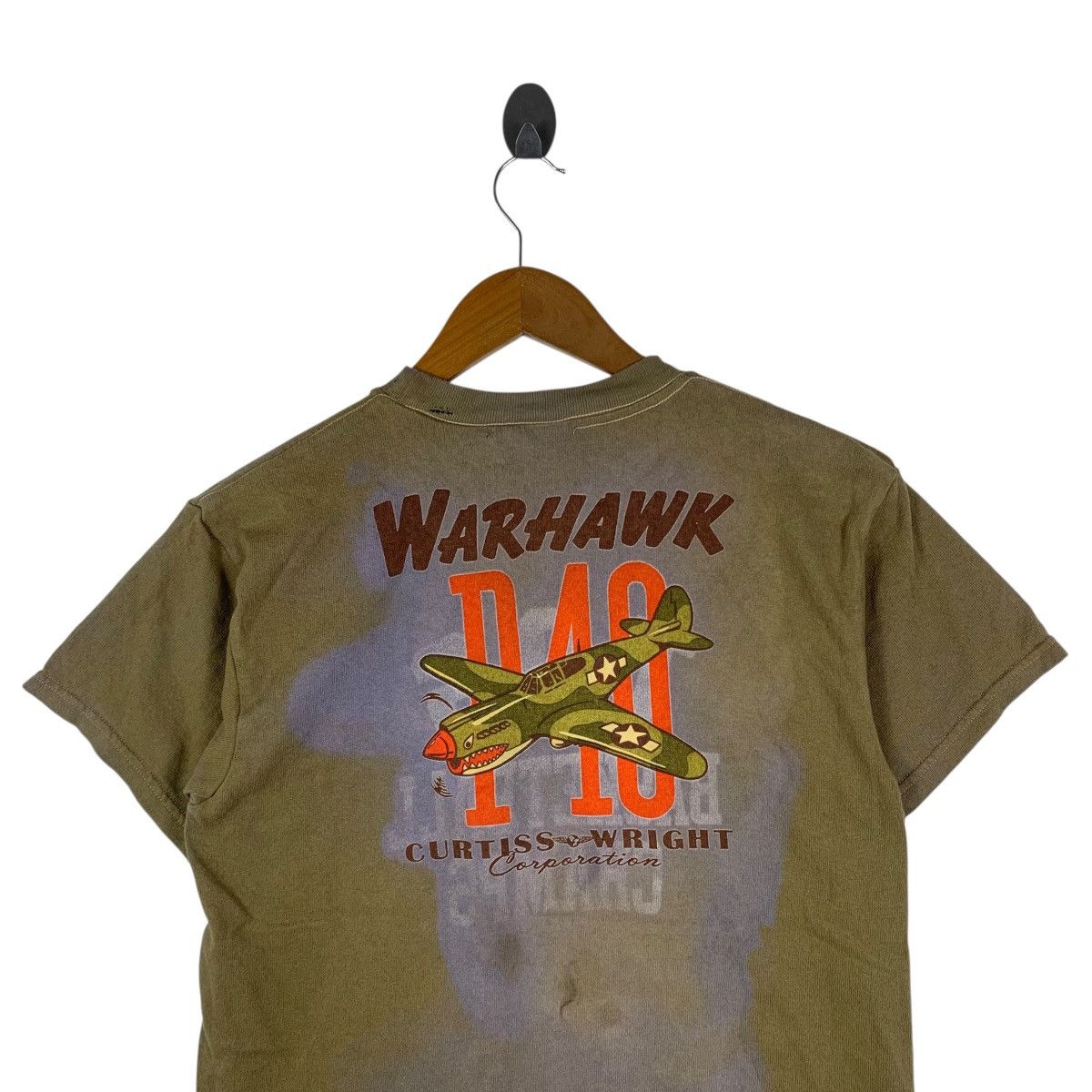 Vintage Vintage CURTIS WRIGHT P40 WARHAWK Jet Fighter Army TShirt Size US S / EU 44-46 / 1 - 2 Thumbnail