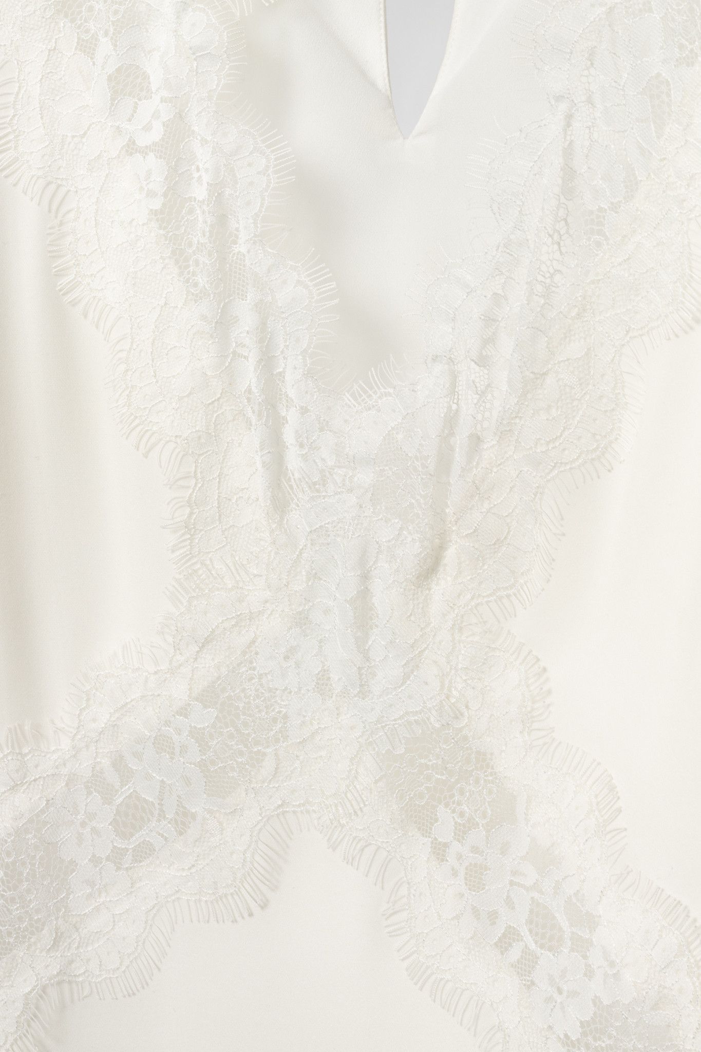 CAMI NYC CAMI NYC Skylar White Silk-Crepe Lace-Trim Cutout Blouse Size M / US 6-8 / IT 42-44 - 4 Thumbnail
