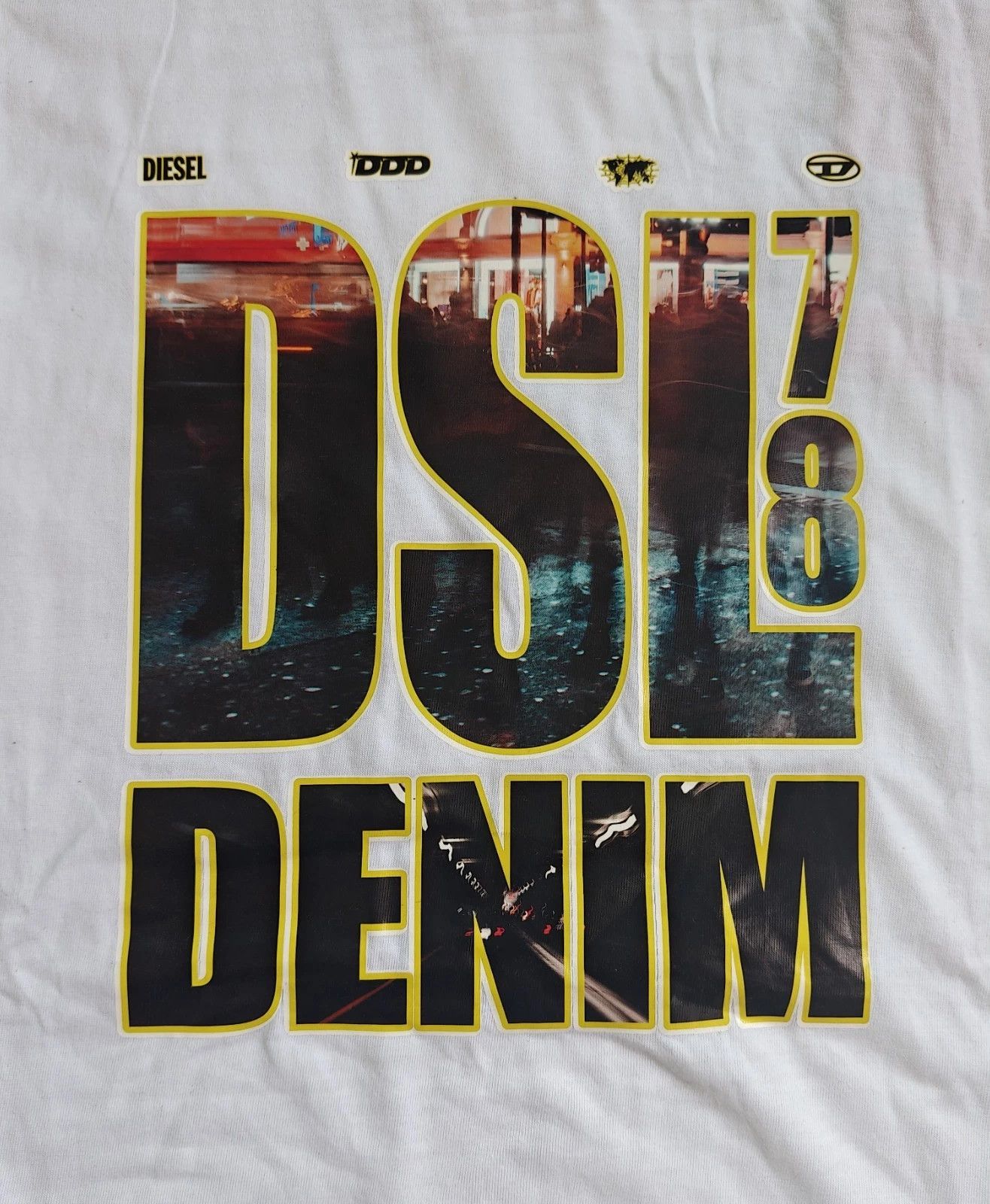 Diesel DIESEL White T-shirt with DSL 78 Denim print T 4152 Size US M / EU 48-50 / 2 - 3 Thumbnail