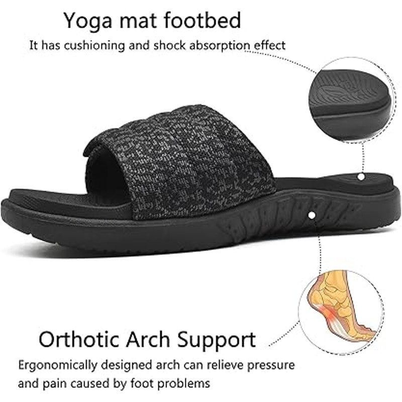 Other Oncai Men's 11 Black Gray Adjustable Strap Slide Sandals Size US 11 / EU 44 - 4 Thumbnail