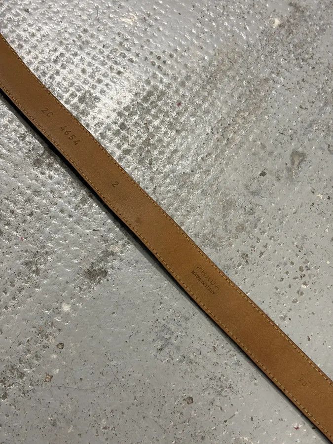 Prada 2000s Prada Brown Leather Embossed Buckle Belt Size ONE SIZE - 7 Thumbnail