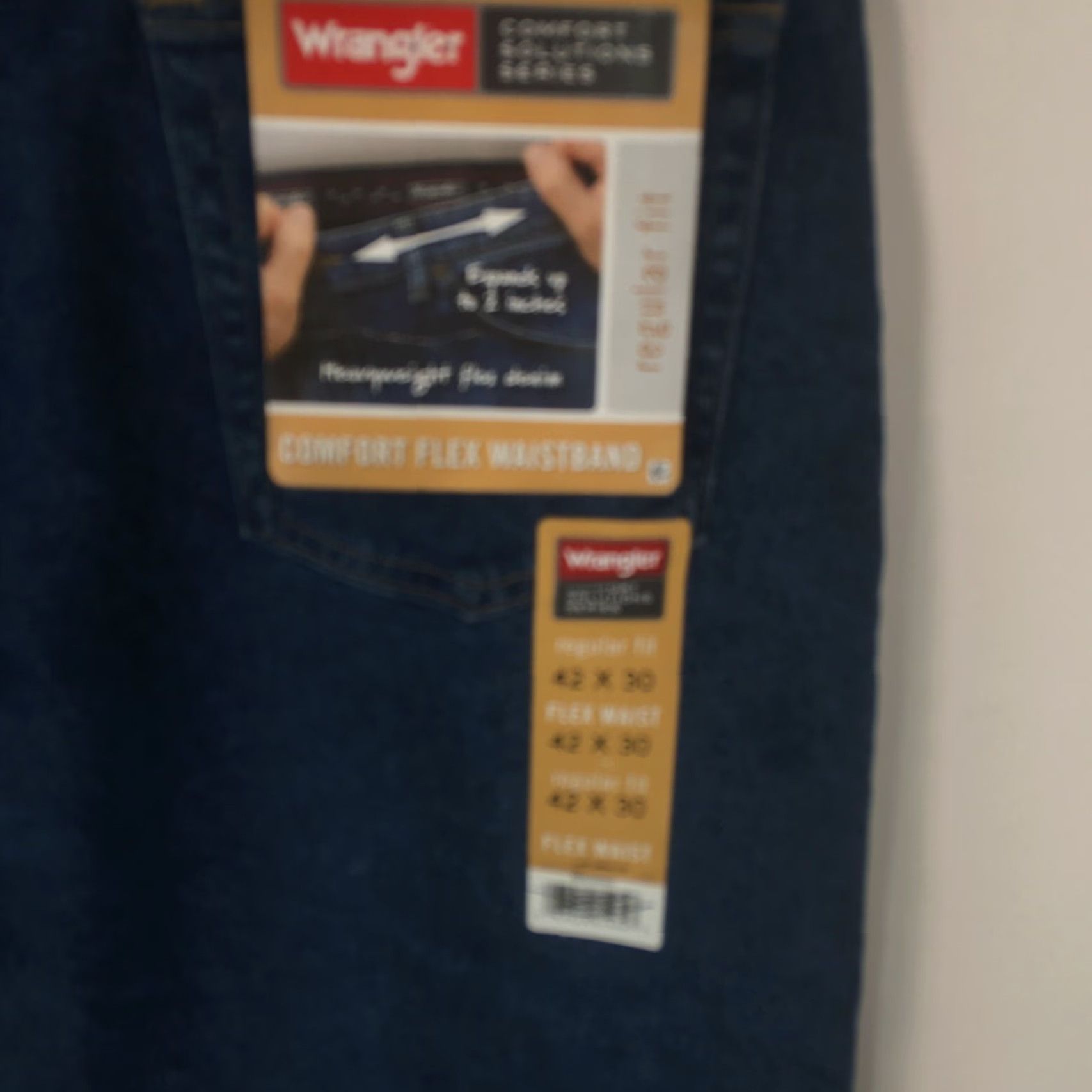 Wrangler Wrangler Jeans Mens Regular High Rise Blue Denim 42X30 Adult Regular 31 Inseam 5-Pocket Comfort Stretch Cowboy Casual Mens Size US 42 / EU 58 - 5 Thumbnail