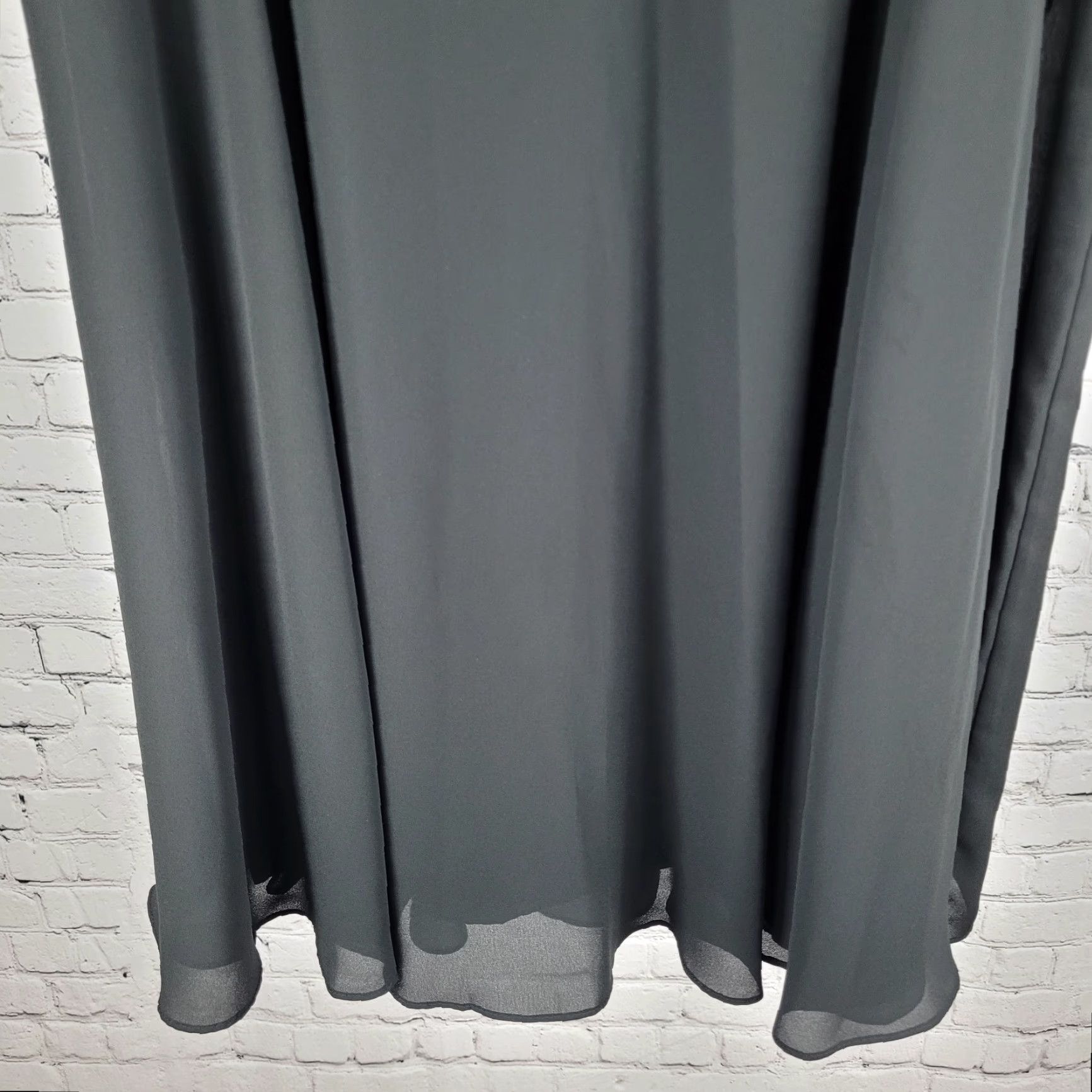 Vintage VTG Stenay Black Chiffon Lightweight Lined Pull On A-Line Midi Skirt USA 12 Size 34" / US 12 / IT 48 - 7 Thumbnail