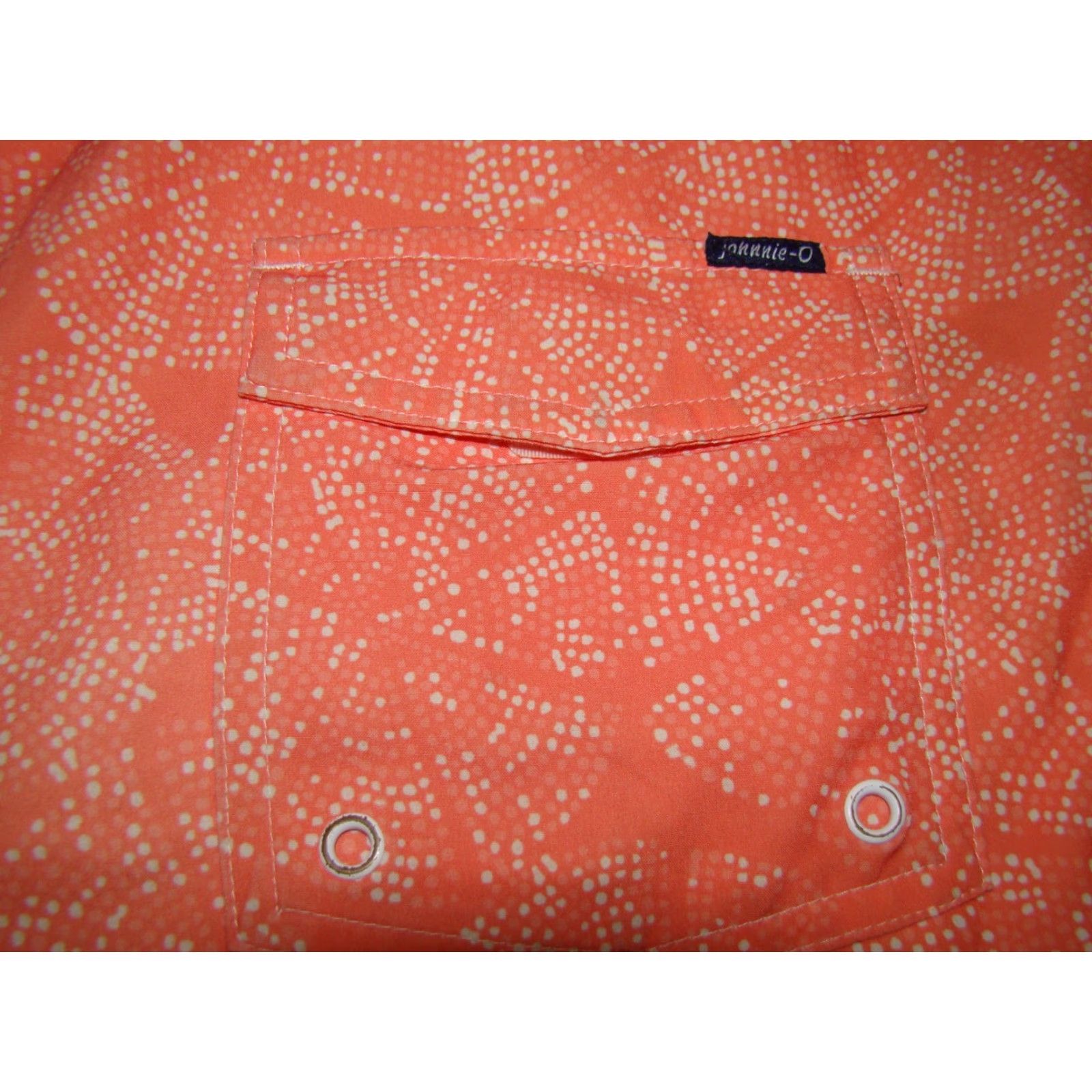johnnie-O Johnnie-O Mens Surf Shorts Trunks Board Swim Half Elastic Drawstring M Orange White Geometric 90s? Wait 90s not in original. Remove. Size US 31 - 7 Thumbnail