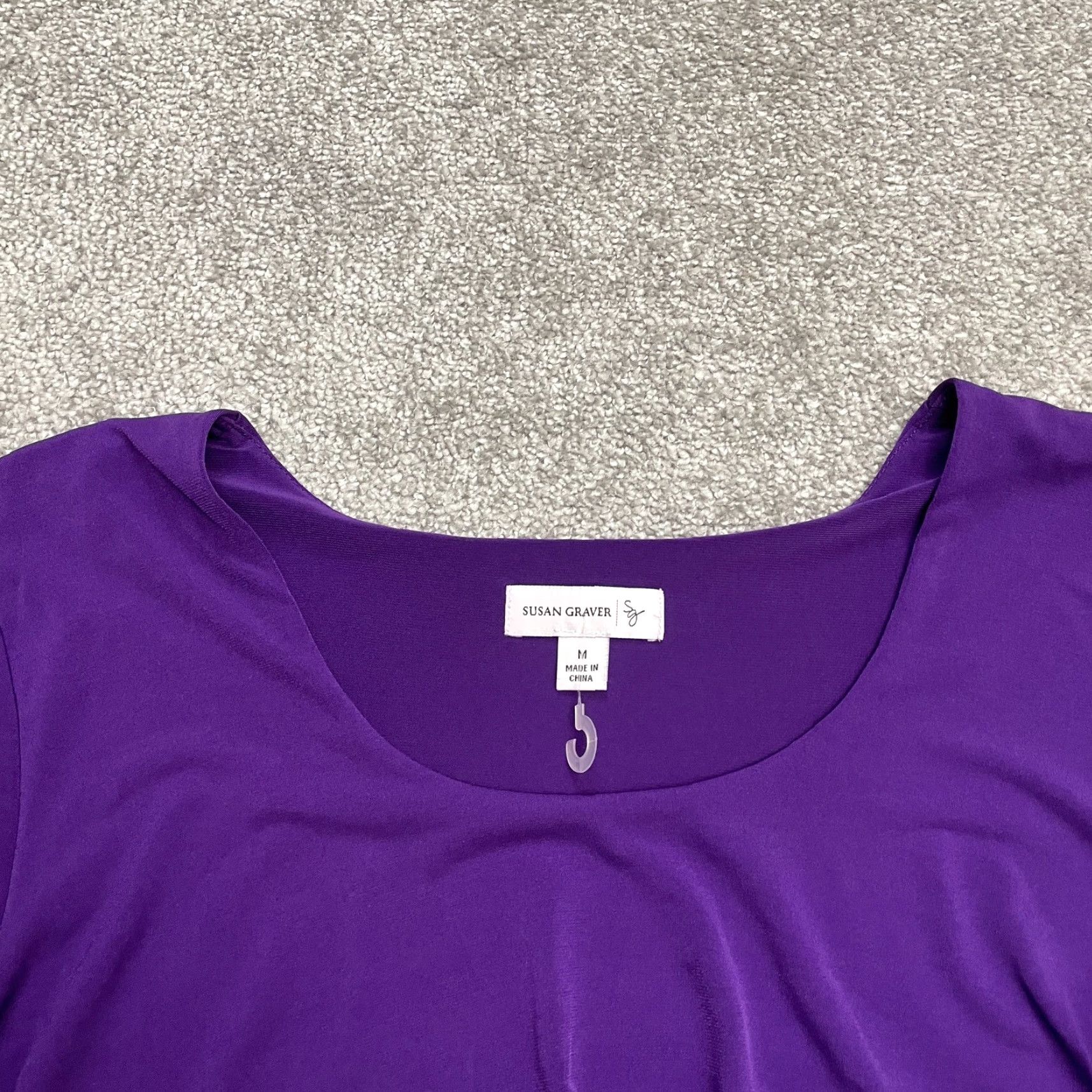 Vintage Susan Graver Blouse Shirt Women M Purple Long Sleeve Tunic Layered Casual Stretch Regular Knit Polyester Spandex Casual, Travel, Workwear Womens Size M / US 6-8 / IT 42-44 - 3 Thumbnail