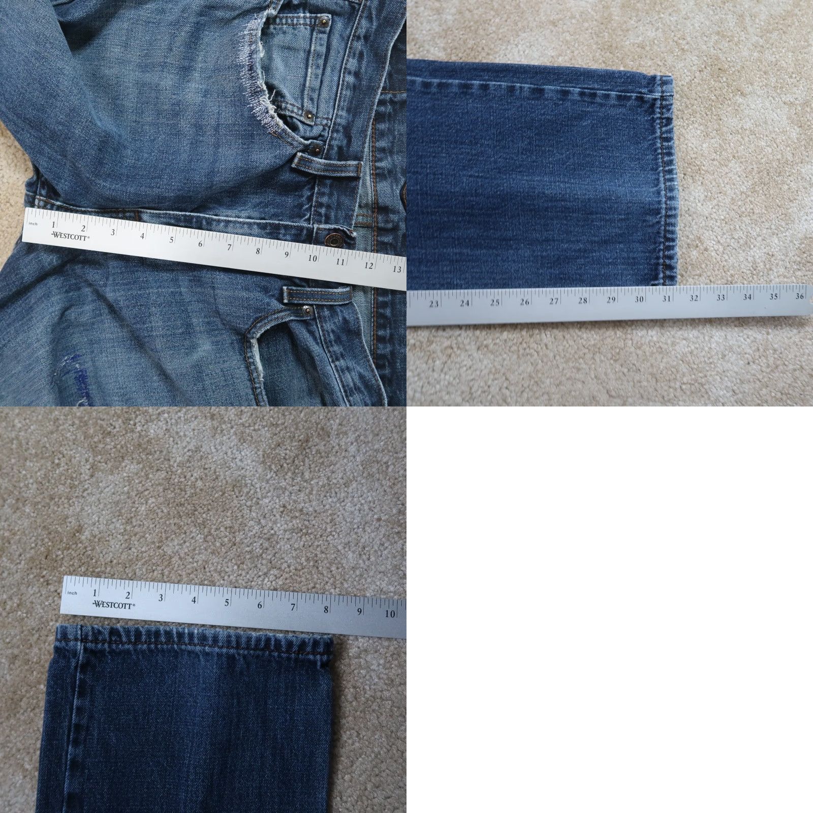 Levi's VINTAGE Levi's 527 Jeans Men 34x32 Blue Denim Distressed Bootcut Pants 5-Pocket Regular Inseam 32 Zip Closure Leather Logo Mens Size US 34 / EU 50 - 10 Thumbnail