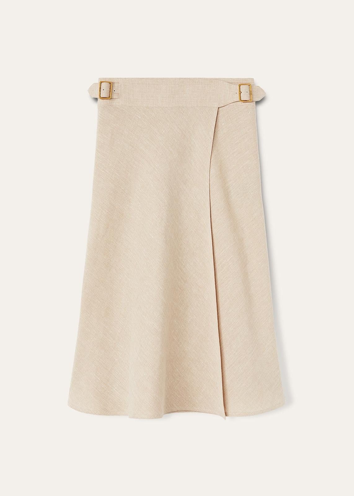 Loro Piana o1srvl11e0825 FAO5974 Irene Midi Skirt in Beige Size 26" / US 2 / IT 38 - 1 Thumbnail