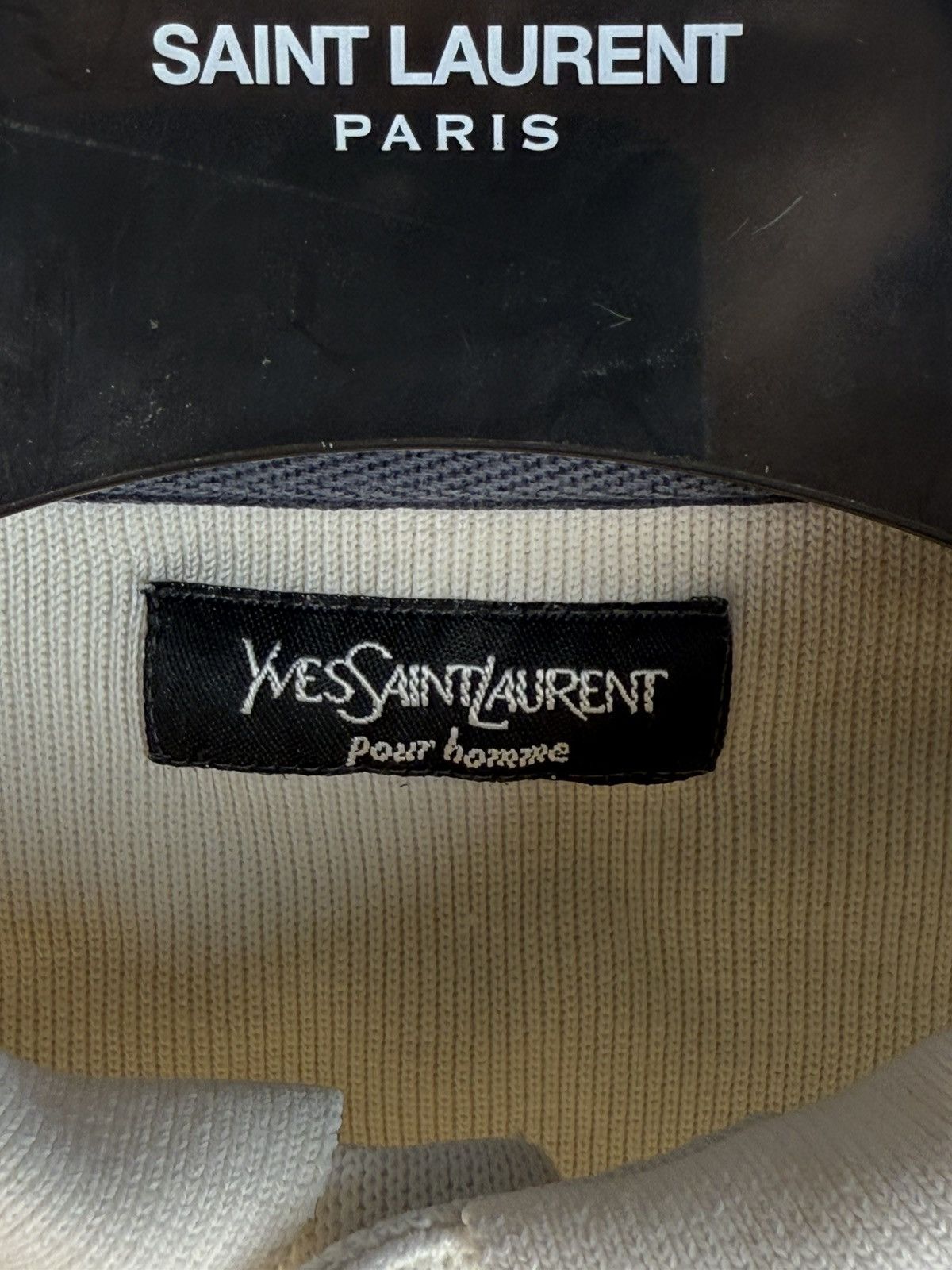 Yves Saint Laurent 90s YSL Sweatshirt White/Sweater Vintage Quarter Zip Up Size US L / EU 52-54 / 3 - 6 Thumbnail