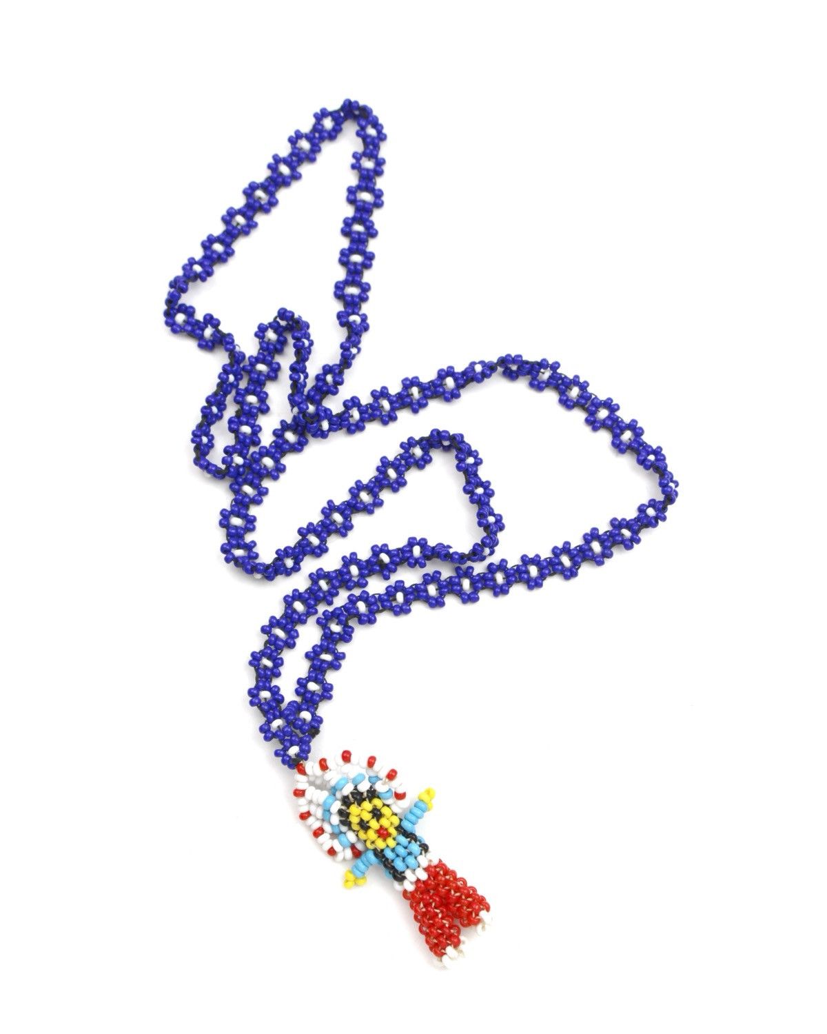 2000S NATIVE AMERICAN SEED BEAD FIGURE PENDANT NECKLACE