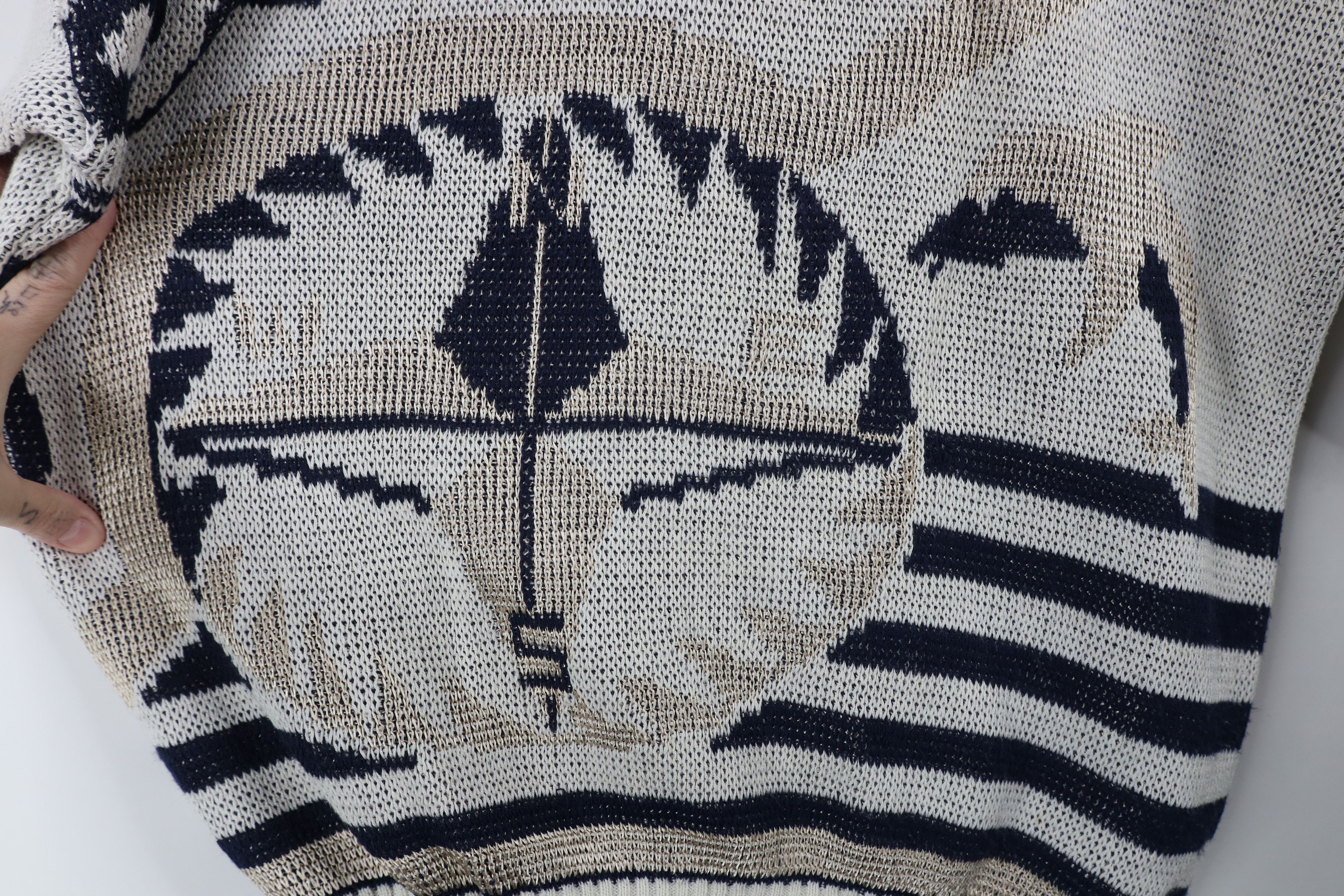 Vintage Vintage 90s Streetwear Abstract Compass Dolphin Knit Sweater Size L / US 10 / IT 46 - 4 Thumbnail
