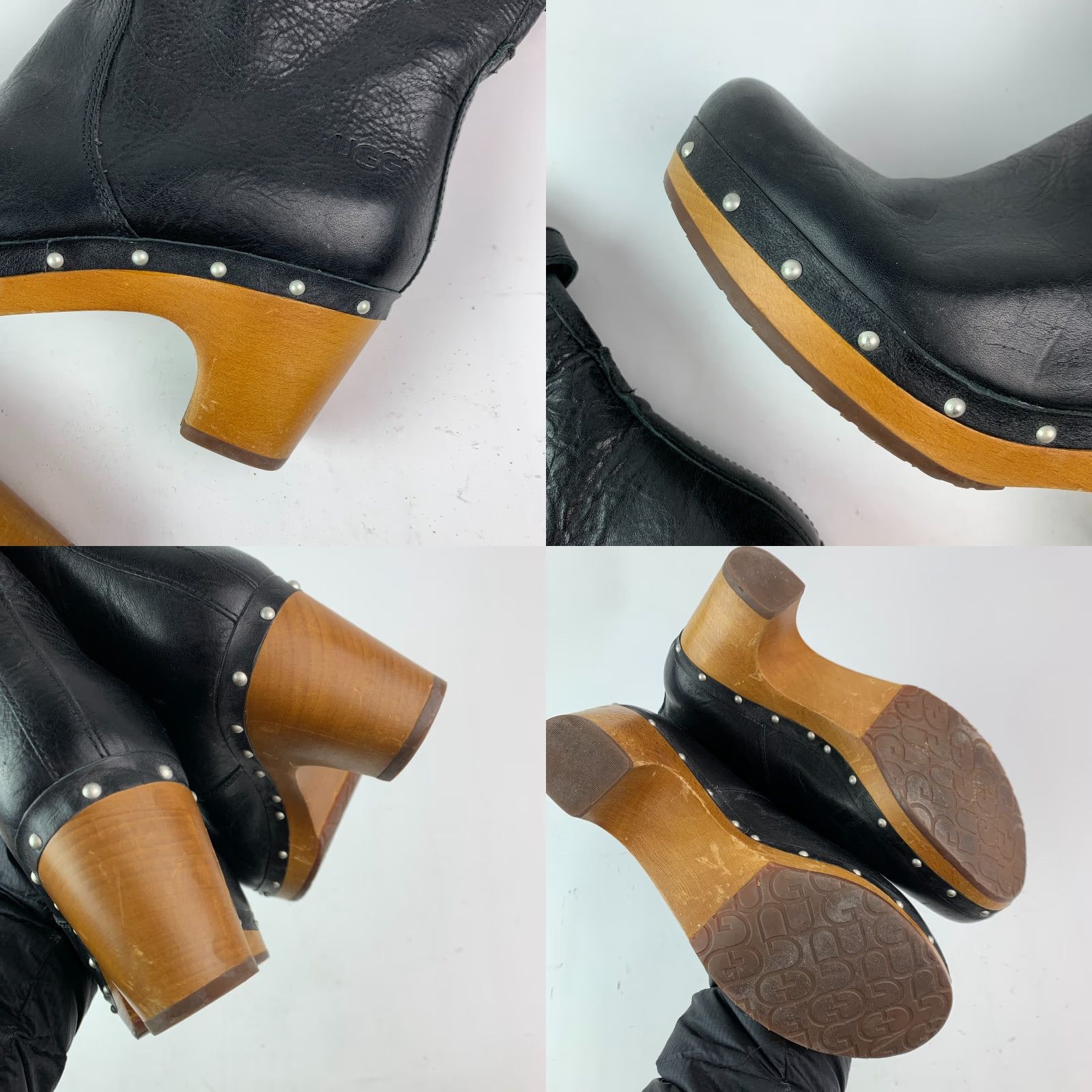 Ugg UGG Lynnae Black Studded Fold Over Clogs Boots Size 8 Women Leather Heel Block Studded Vintage No Size US 8 / IT 38 - 8 Thumbnail