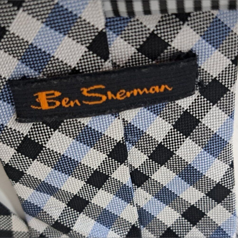 Ben Sherman Ben Sherman Men's Slim Tie Neck Tie 100% Silk Black Blue Wh Size ONE SIZE - 6 Thumbnail