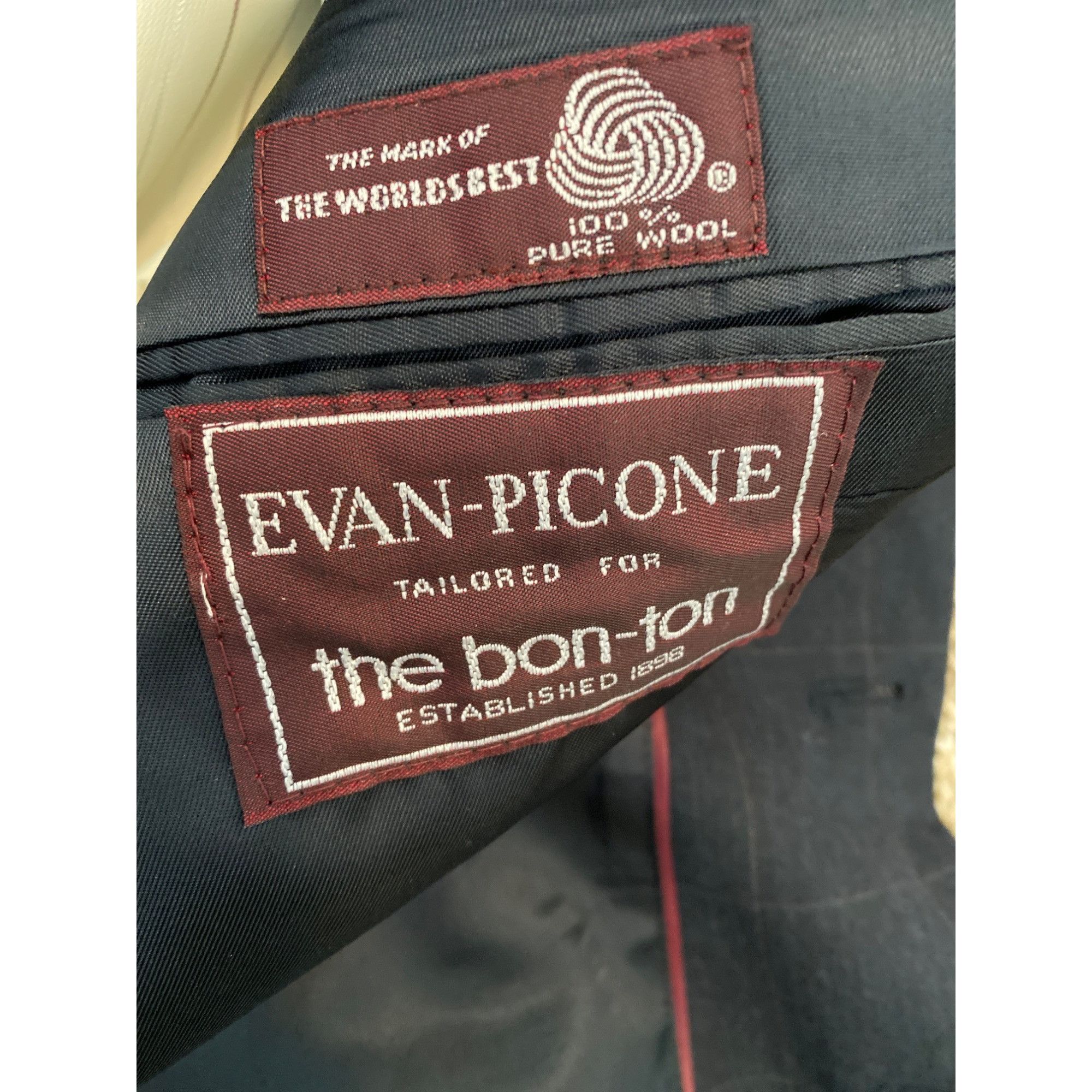 Evan Picone VINTAGE EVAN PICONE MEN'S WINDOW PANE WOOL SUIT SZ 46 Size 46R - 7 Thumbnail