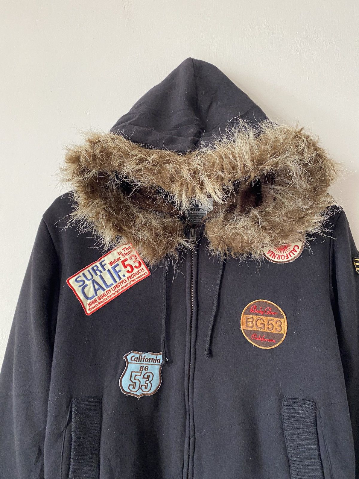 Le Grande Bleu (L.G.B.) Vintage Body Glove Zipper Hoodie Faux Fur Size US M / EU 48-50 / 2 - 8 Thumbnail