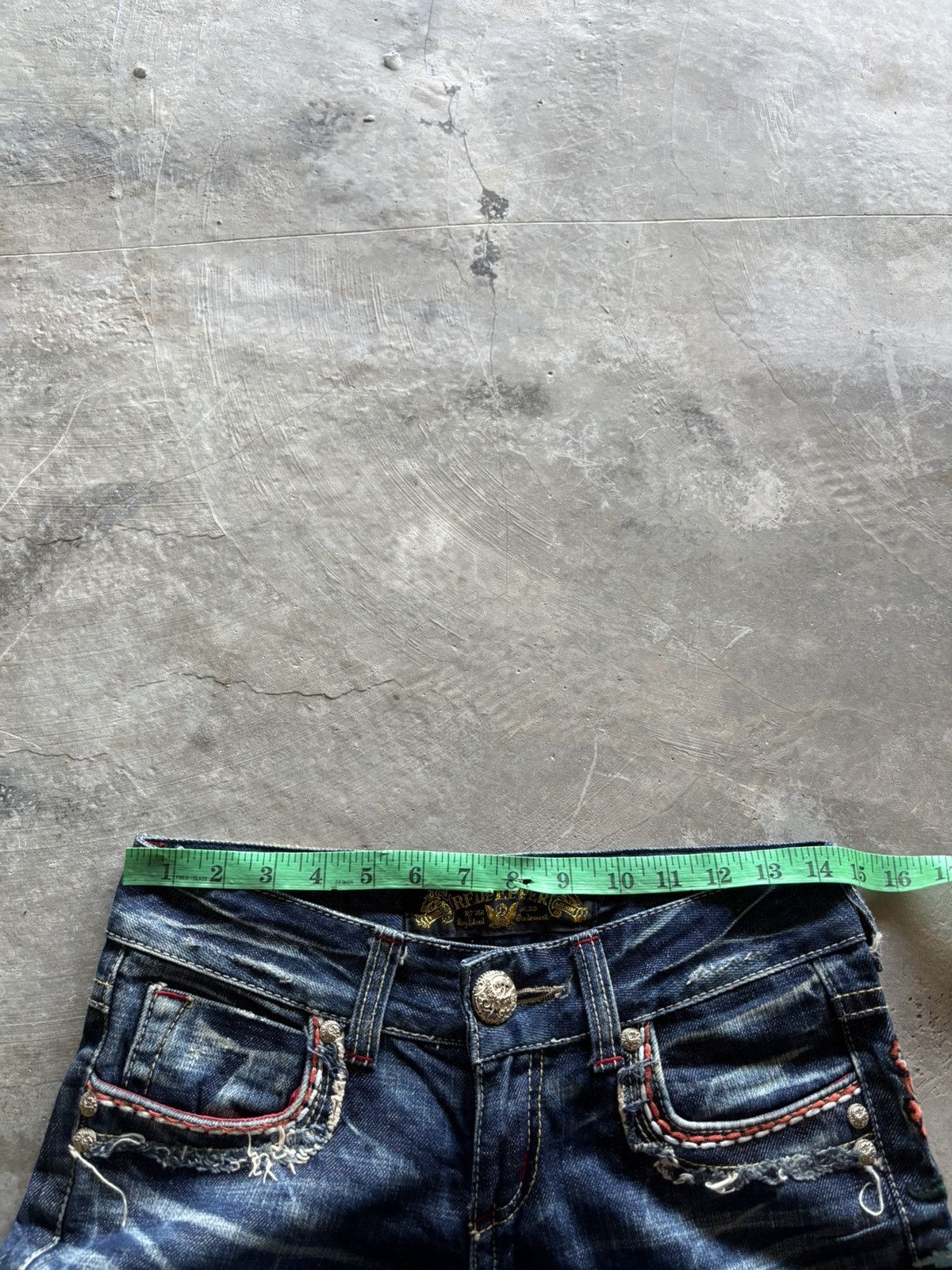 Hysteric Glamour RED PEPPER flare japanese denim floral patches low rise Size US 27 - 19 Thumbnail