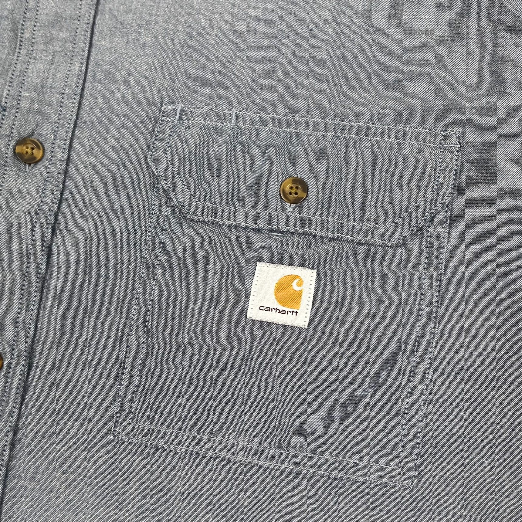 Carhartt Carhartt Mens 2XL Blue Button-Down Shirt Workwear Chambray Midweight Cotton Size US XXL / EU 58 / 5 - 2 Thumbnail