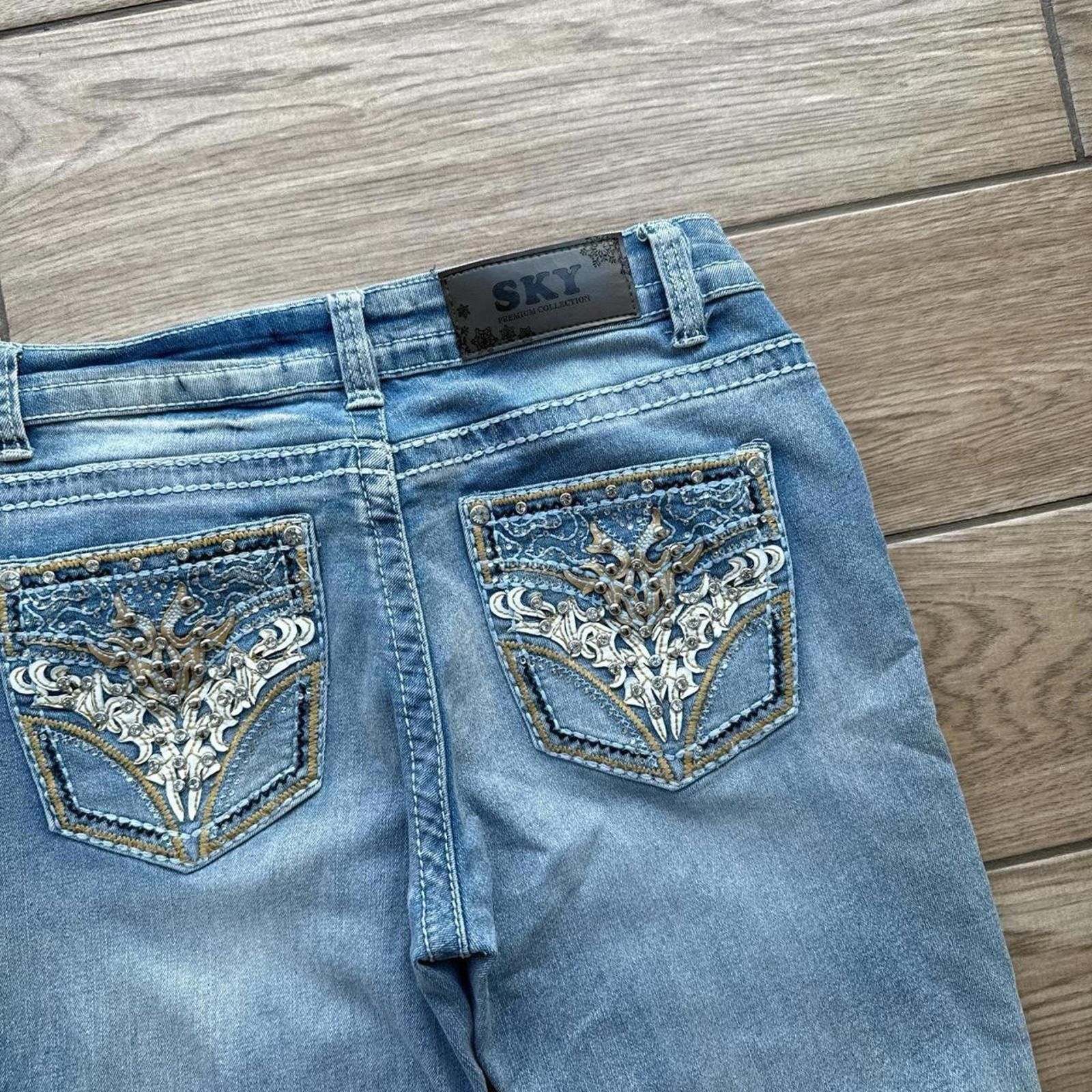 Other Y2K Sky Flared Denim Embroidered 00s Jeans Size 30" / US 8 / IT 44 - 5 Thumbnail