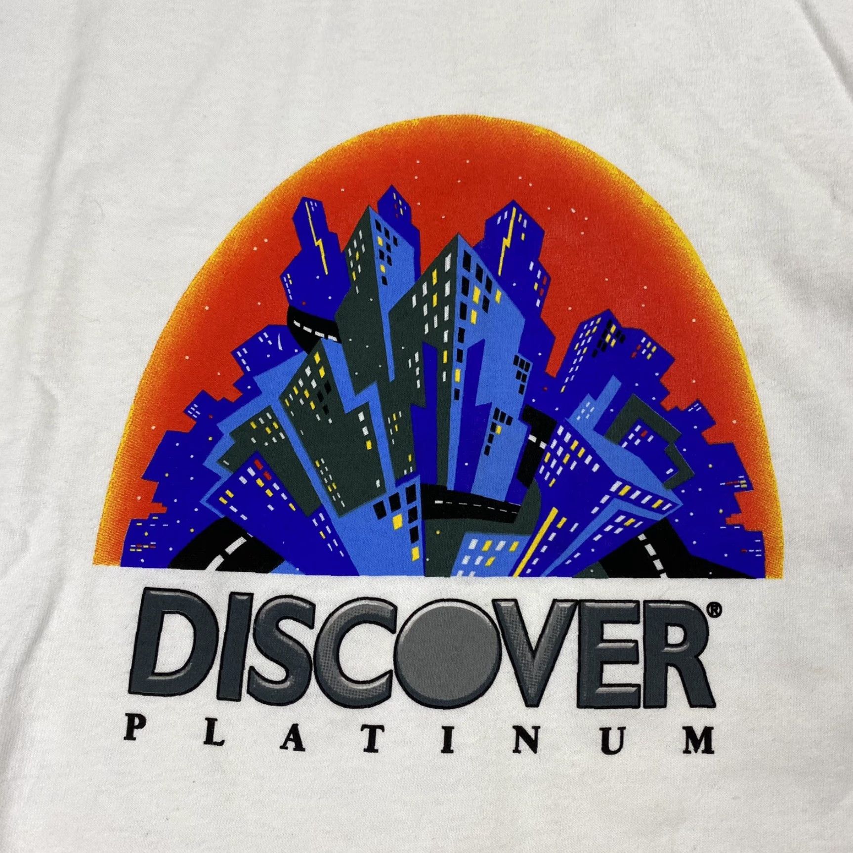 Jerzees VINTAGE JERZEES DISCOVER PLATINUM T-SHIRT 90s FINANCE WHITE XL MENS Size US XL / EU 56 / 4 - 2 Thumbnail
