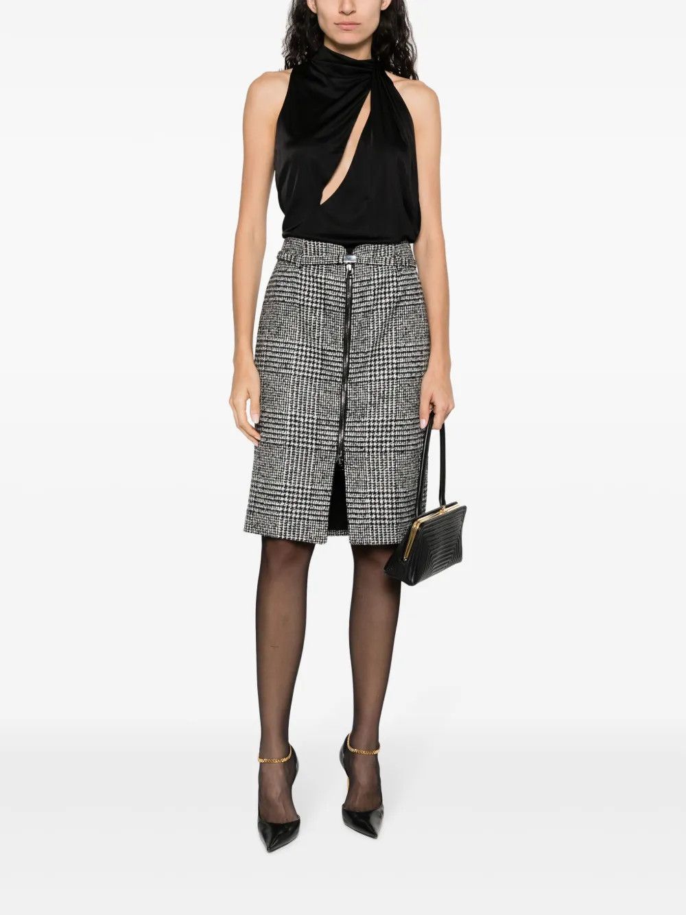 Tom Ford o1y0226 Midi Skirt in Gray/White Size 28" / US 6 / IT 42 - 5 Thumbnail
