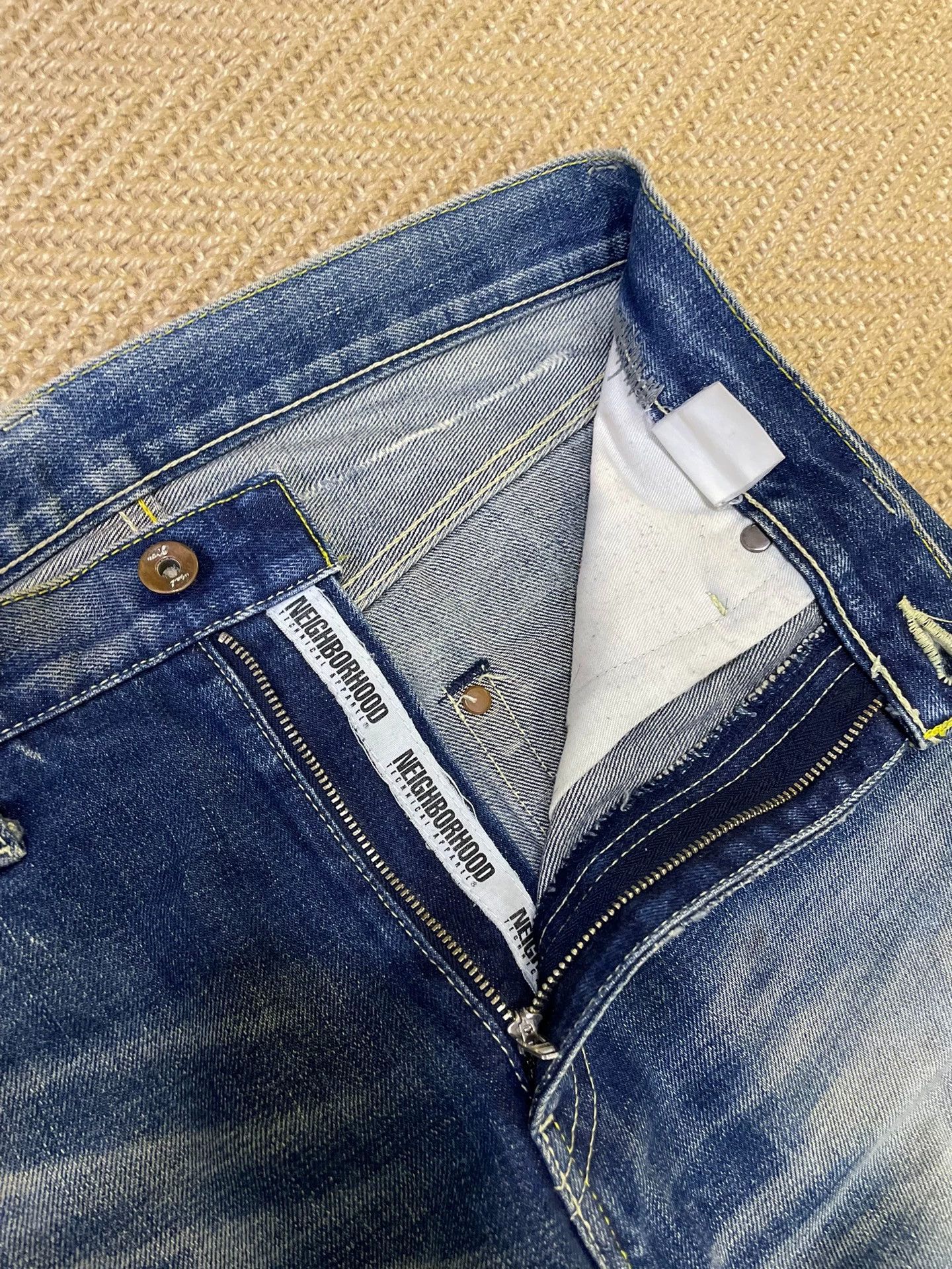 Neighborhood NEIGHBORHOOD 06 KNEEL Distressed Patched Cut Oiled Denim S Size US 29 - 6 Thumbnail