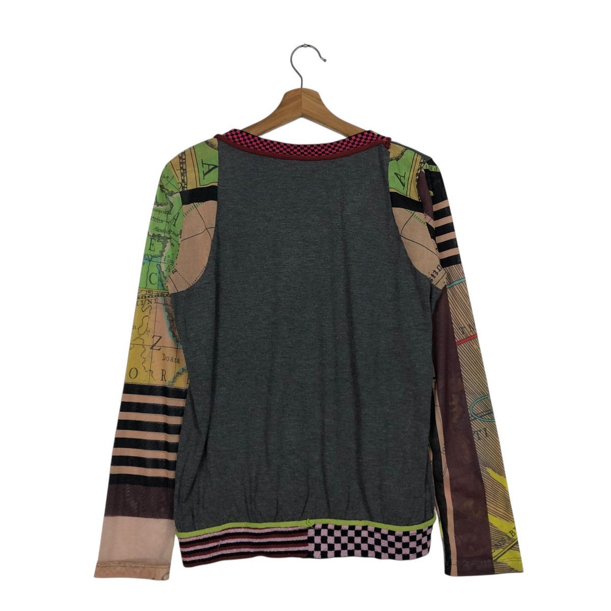 Japanese Brand 🔥VINTAGE FULL PRINT LONG SLEEVE LINEA MONICA MAP DESIGN Size L / US 10 / IT 46 - 10 Thumbnail