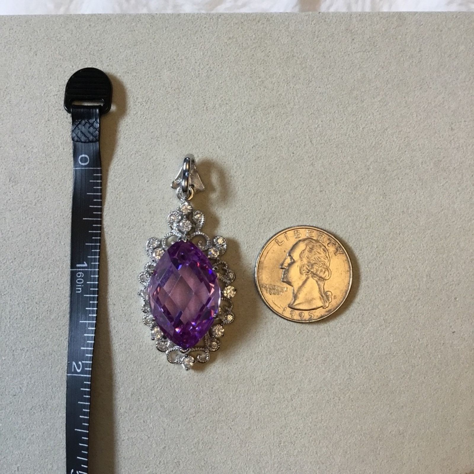 Other Sterling Silver Purple Crystal Statement Pendant Size ONE SIZE - 7 Thumbnail