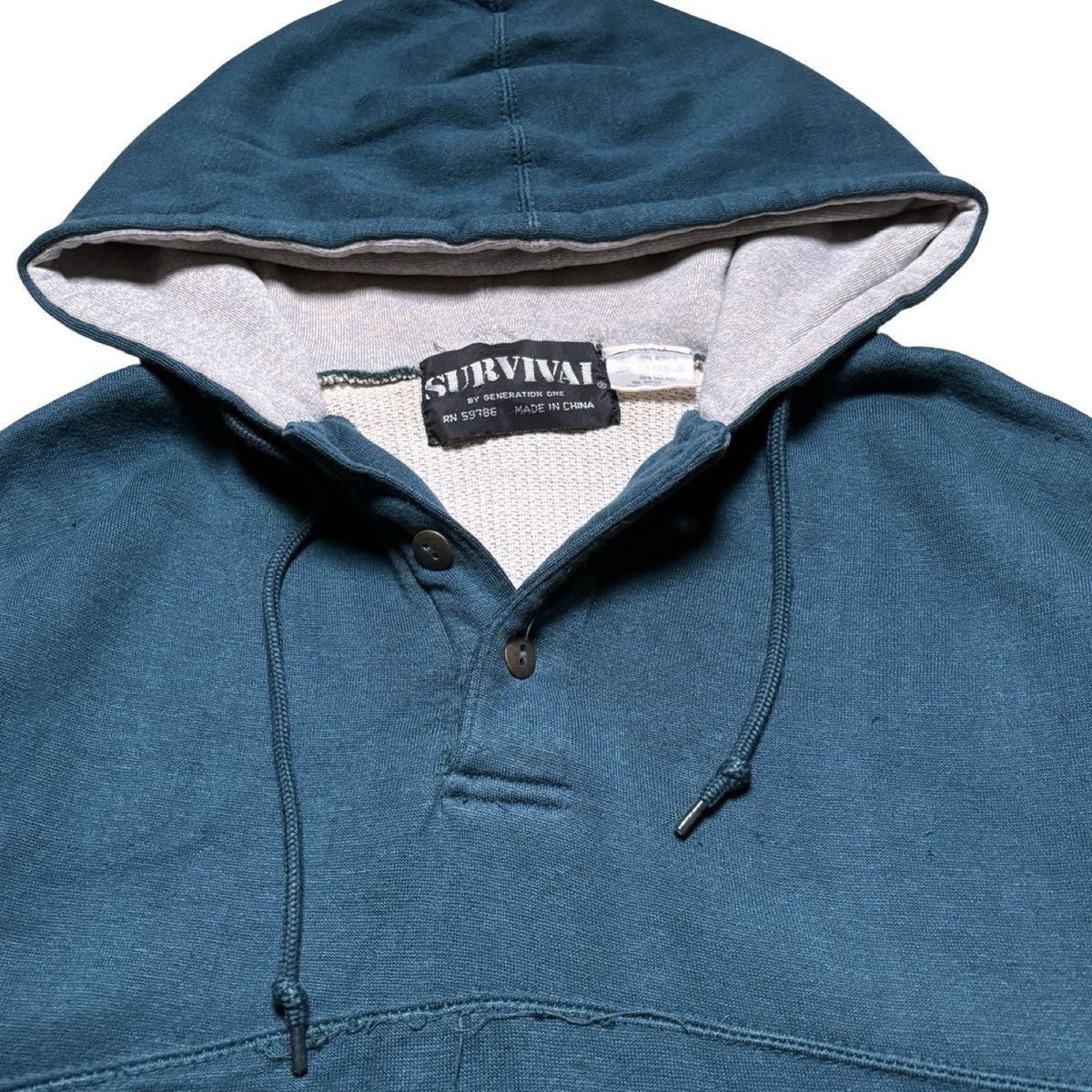 Other Vintage 90s Thermal Lined Henley Hoodie Sweatshirt Waffle L Size US L / EU 52-54 / 3 - 3 Thumbnail