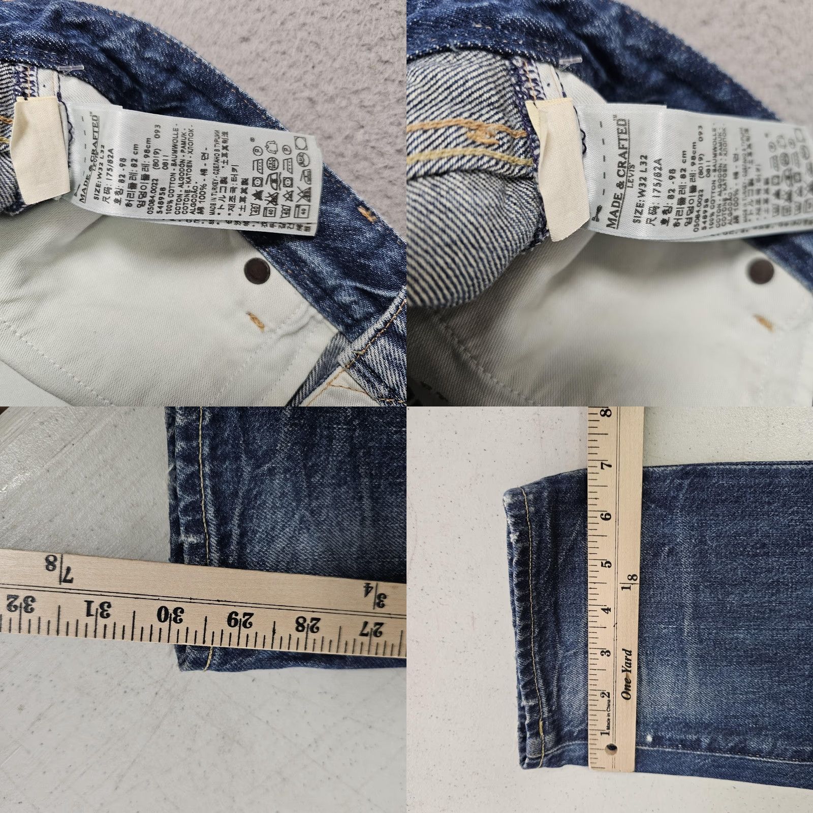Levi's Levi's Made & Crafted Taper Jeans Mens 32x30 (Tag 32) Tapered Denim Distressed Blue 5-Pocket Jeans Mens Size US 32 / EU 48 - 9 Thumbnail
