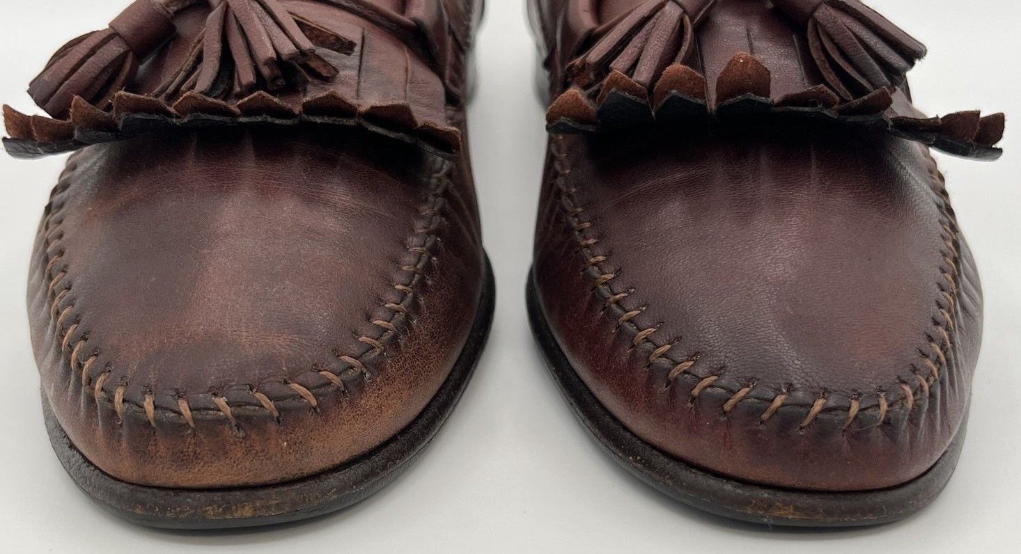Santoni Santoni Italy Handmade Stitched Brown Leather Loafers 9D Size US 9 / EU 42 - 7 Thumbnail