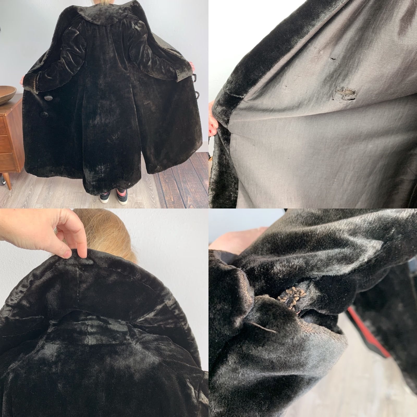 Vintage VINTAGE Marshall Field's Coat Chicago 1920s Black Velvet Overcoat S/M Velvet Coat 1920s Mens Womens Size S / US 4 / IT 40 - 9 Thumbnail