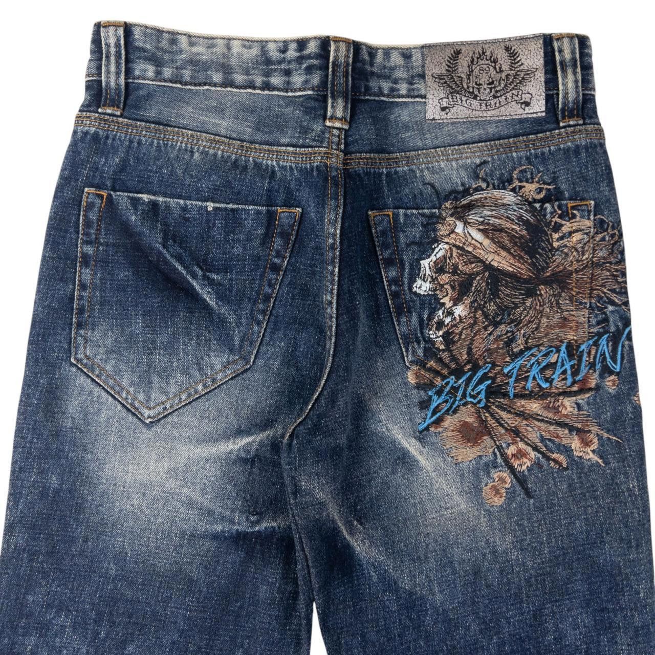 The Unbranded Brand Vintage Big Train Embroidered Skull Denim Jeans Size W30 Size US 29 - 2 Thumbnail