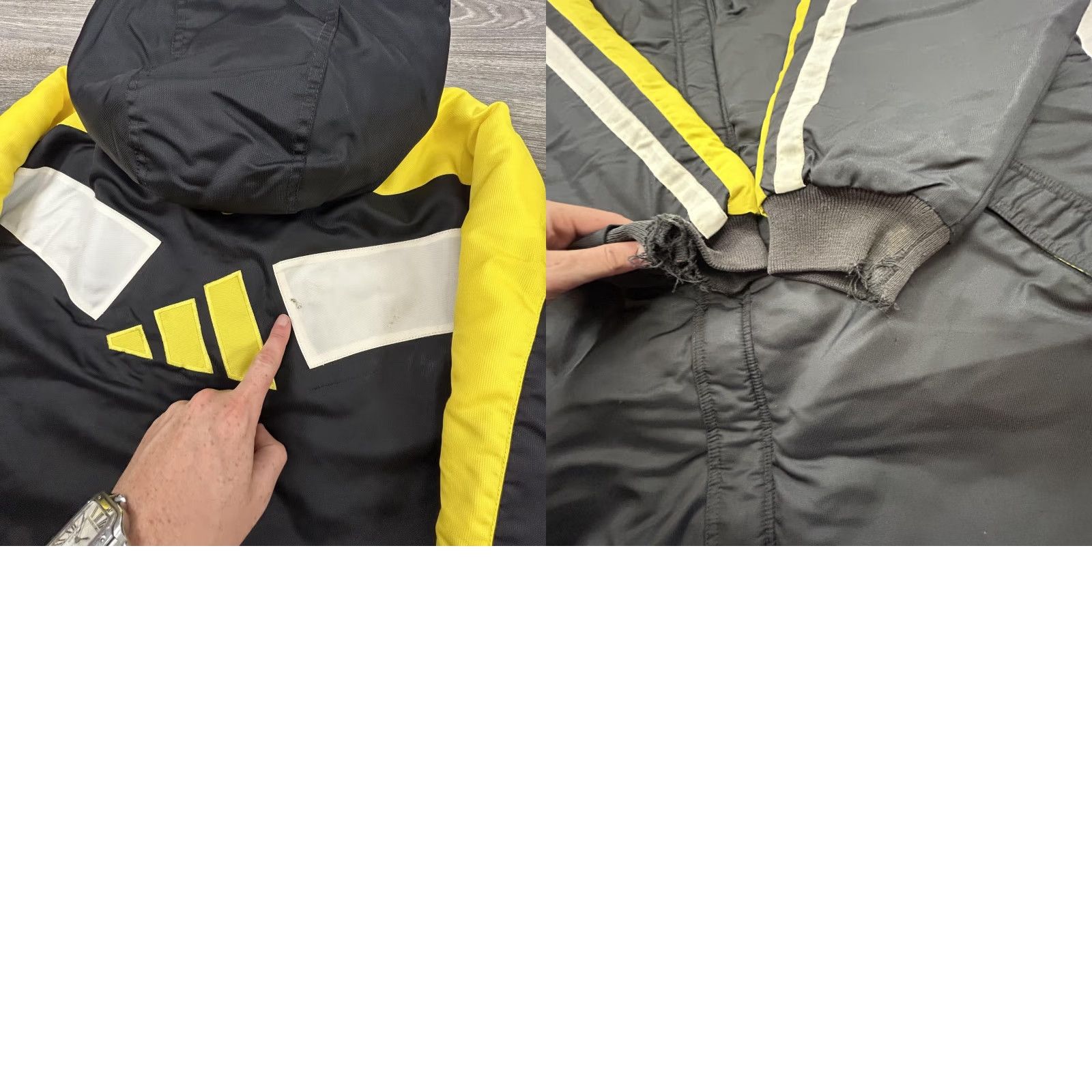 Adidas VINTAGE adidas Jacket Mens L Black Yellow Hooded Puffer Parka Coat 90s Zip Full Zip Hoodie Insulated Lined Pockets Logo 90s Retro Sports Mens Size US L / EU 52-54 / 3 - 8 Thumbnail