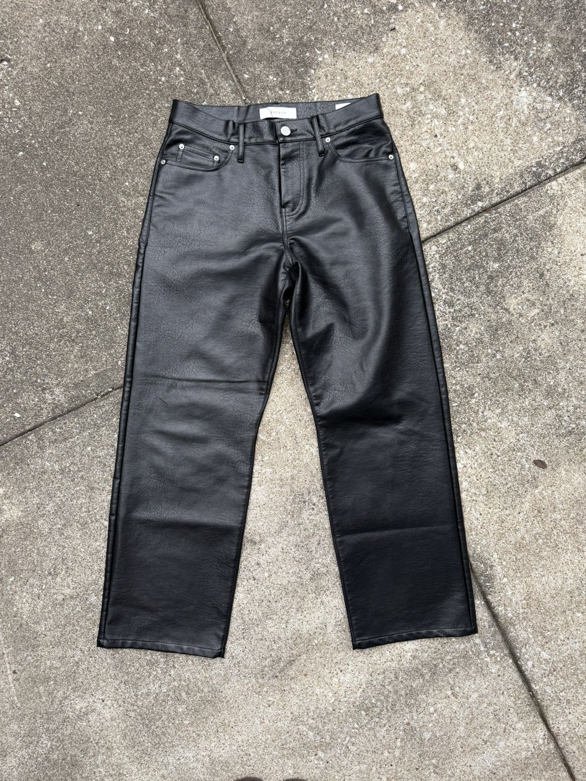 Black Faux Leather Baggy Loose Fit High Waisted Pants