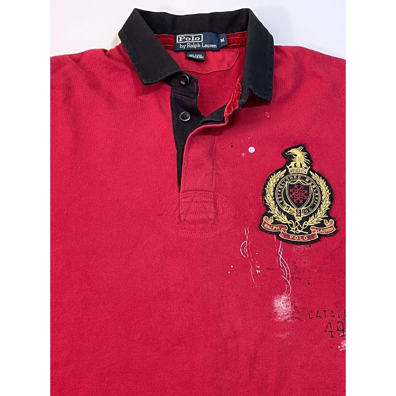 Polo Ralph Lauren VINTAGE Polo Ralph Lauren 90s Rugby Shirt Mens Long Sleeve Red Solid M Sports Designer Size US M / EU 48-50 / 2 - 2 Thumbnail