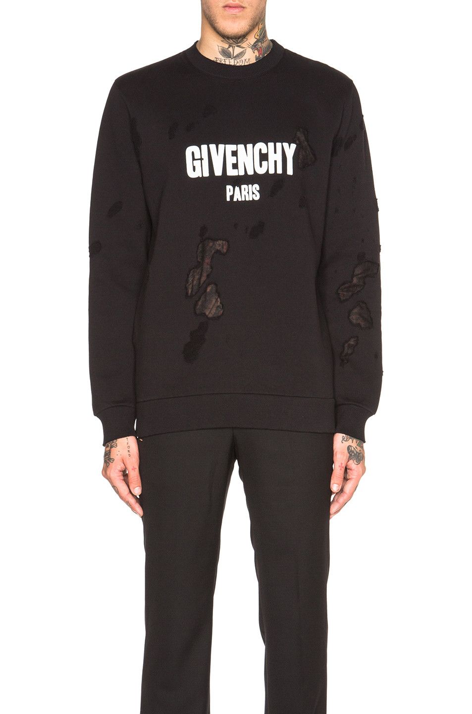 Givenchy Black Destroyed Logo Sweatshirt Size US XS / EU 42 / 0 - 2 Thumbnail