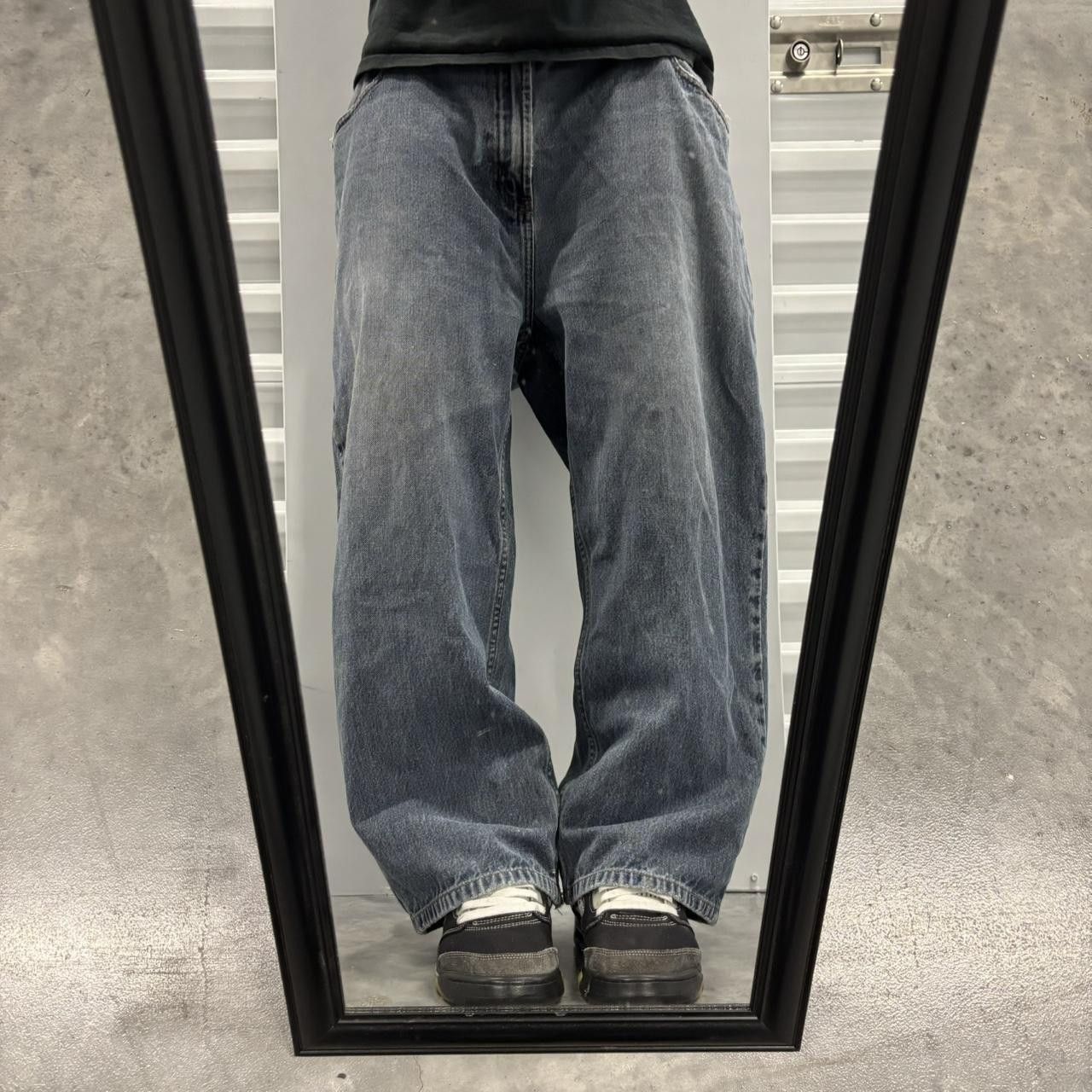 Japanese Brand × Vintage Crazy Vintage Y2K/2000s Baggy Grunge Dark Wash Skater Denim Jeans! Size US 40 / EU 56 - 1 Thumbnail