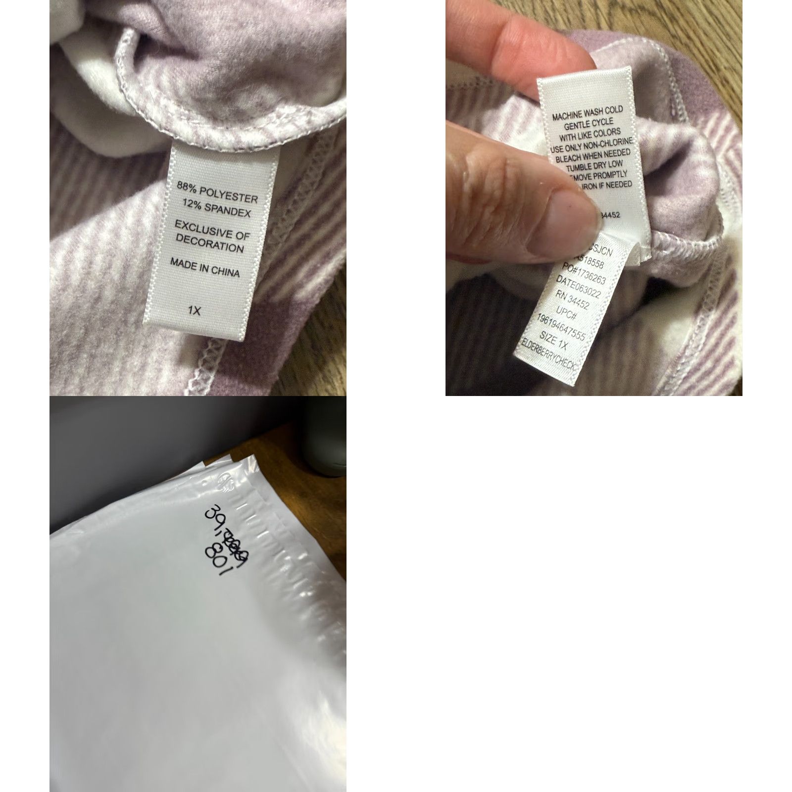 Vintage Cuddl Duds Sweater Womens 1X Purple White Plaid Quarter Zip Pullover Size XL / US 12-14 / IT 48-50 - 8 Thumbnail